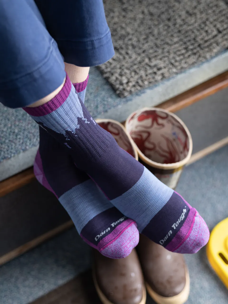 W Bear Town Micro Crew Lightweight with Cushion-Darn Tough Purple