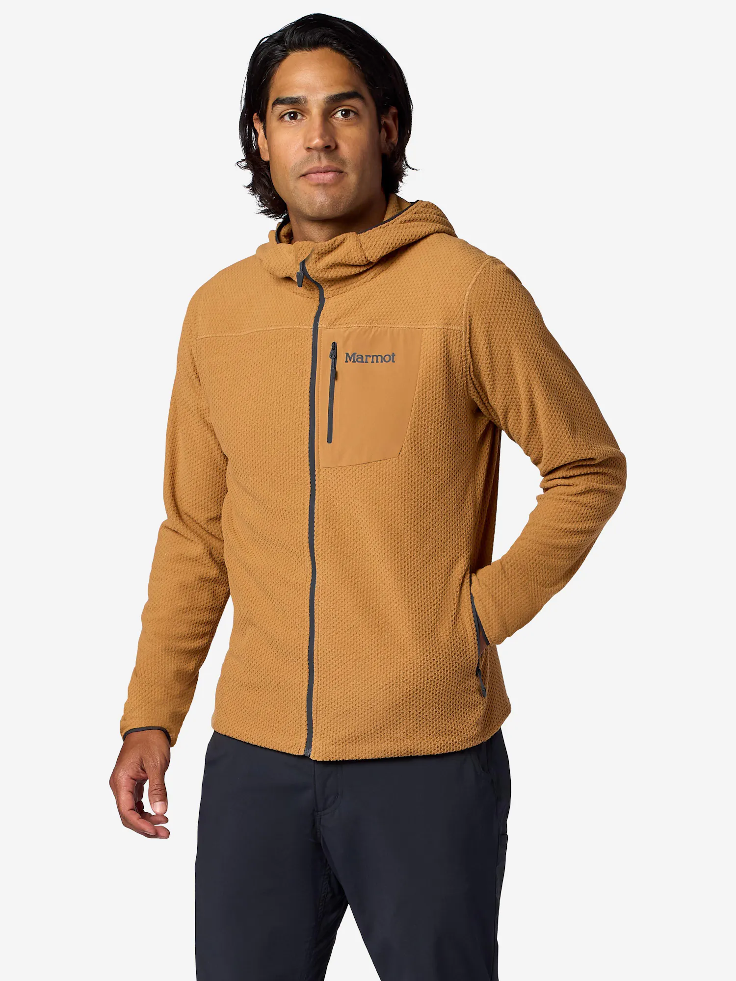 Marmot Men's AirFleece Performance Full-Zip Hoody in Dromedary