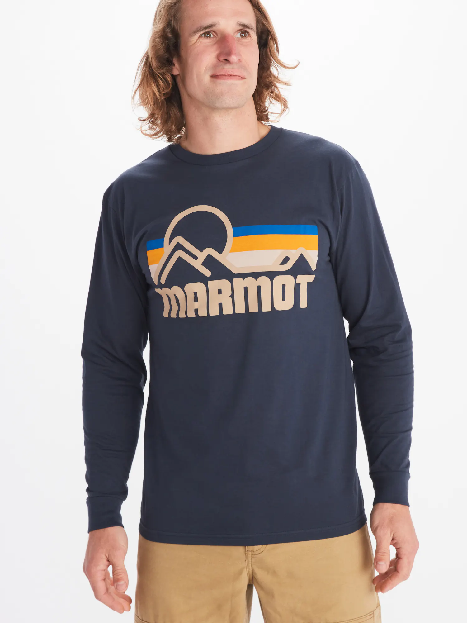 Marmot Men's Long-Sleeve Coastal T-Shirt in Arctic Navy | Cotton