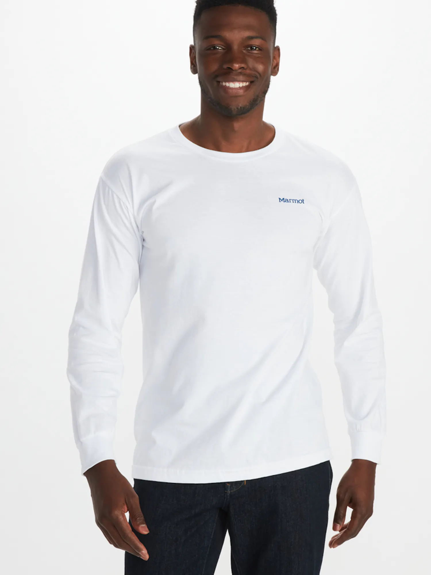 Marmot Men's Mountain Long-Sleeve T-Shirt in White | Cotton