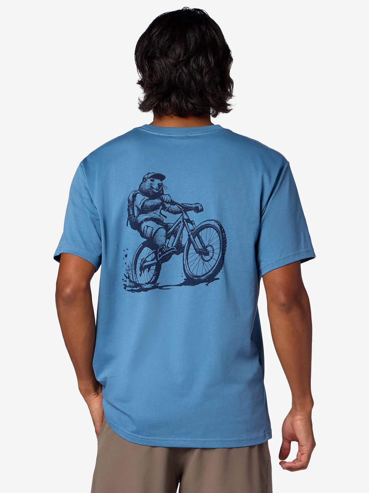 Marmot Men's Mountain Bike Marty Short-Sleeve T-Shirt in Summer Storm | Recycled Cotton