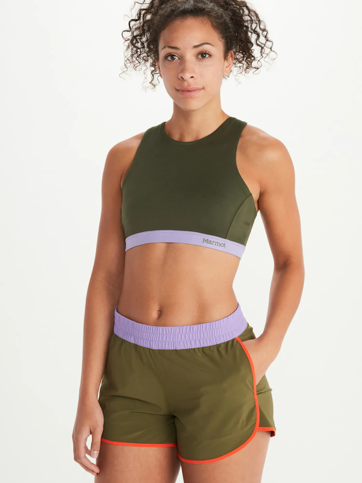 Marmot Women's Leda Sports Bra Shirt in Nori/Paisley Purple