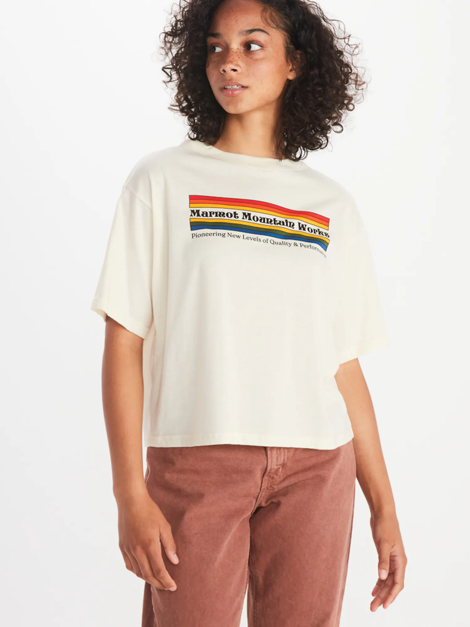 Marmot Women's Pioneering Short-Sleeve Boxy T-Shirt in Papyrus