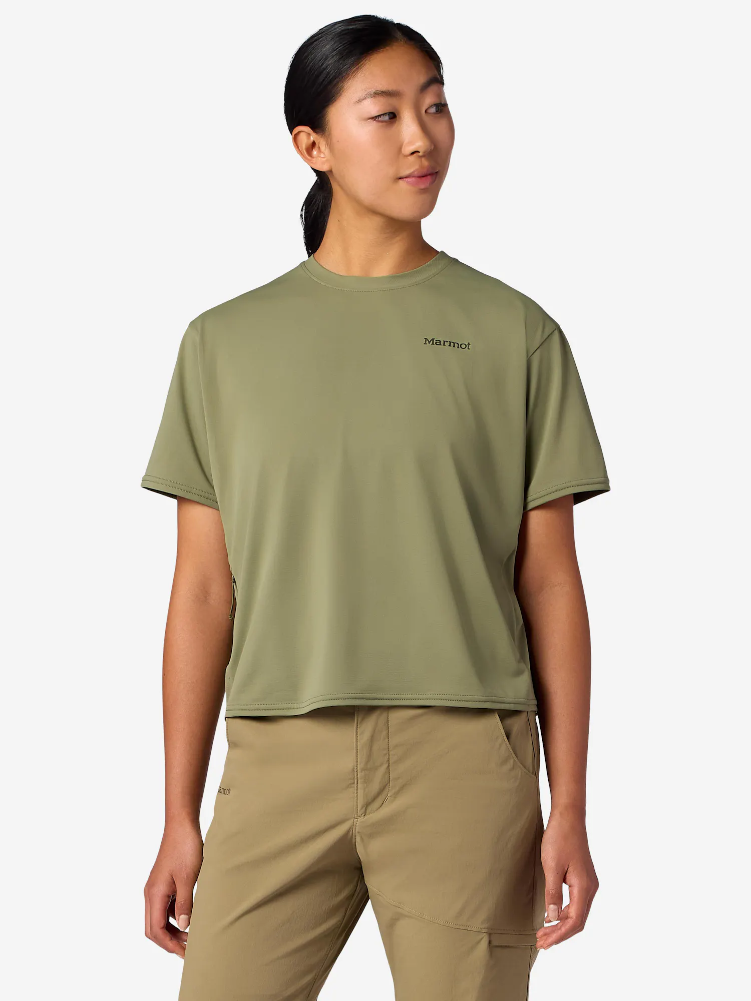 Marmot Women's AirExchange UPF 50 Short-Sleeve Crew in Olive Grove