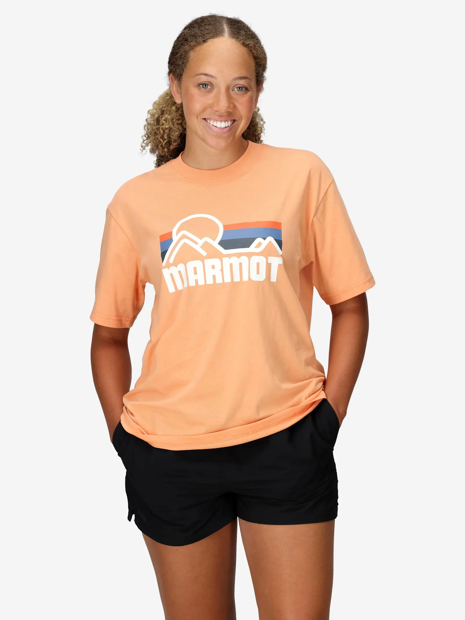 Marmot Women's Coastal Short-Sleeve T-Shirt (Spring 2025) in Fresh Apricot | Cotton