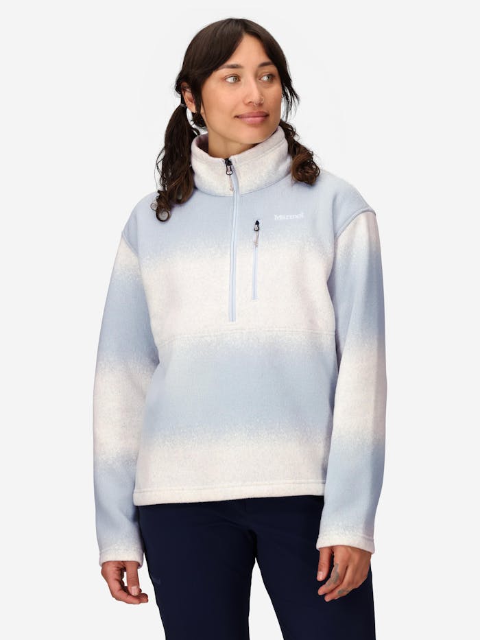 Women's Heavyweight Drop Line Printed Sweater Fleece Half-Zip