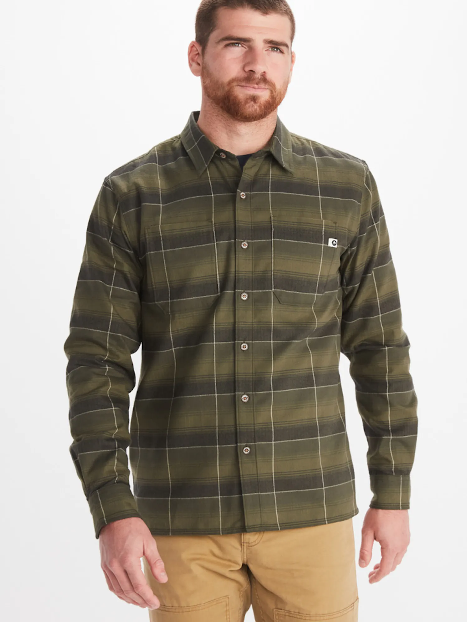 Marmot Men's Ridgefield Heavyweight Flannel Overshirt in Nori | Cotton