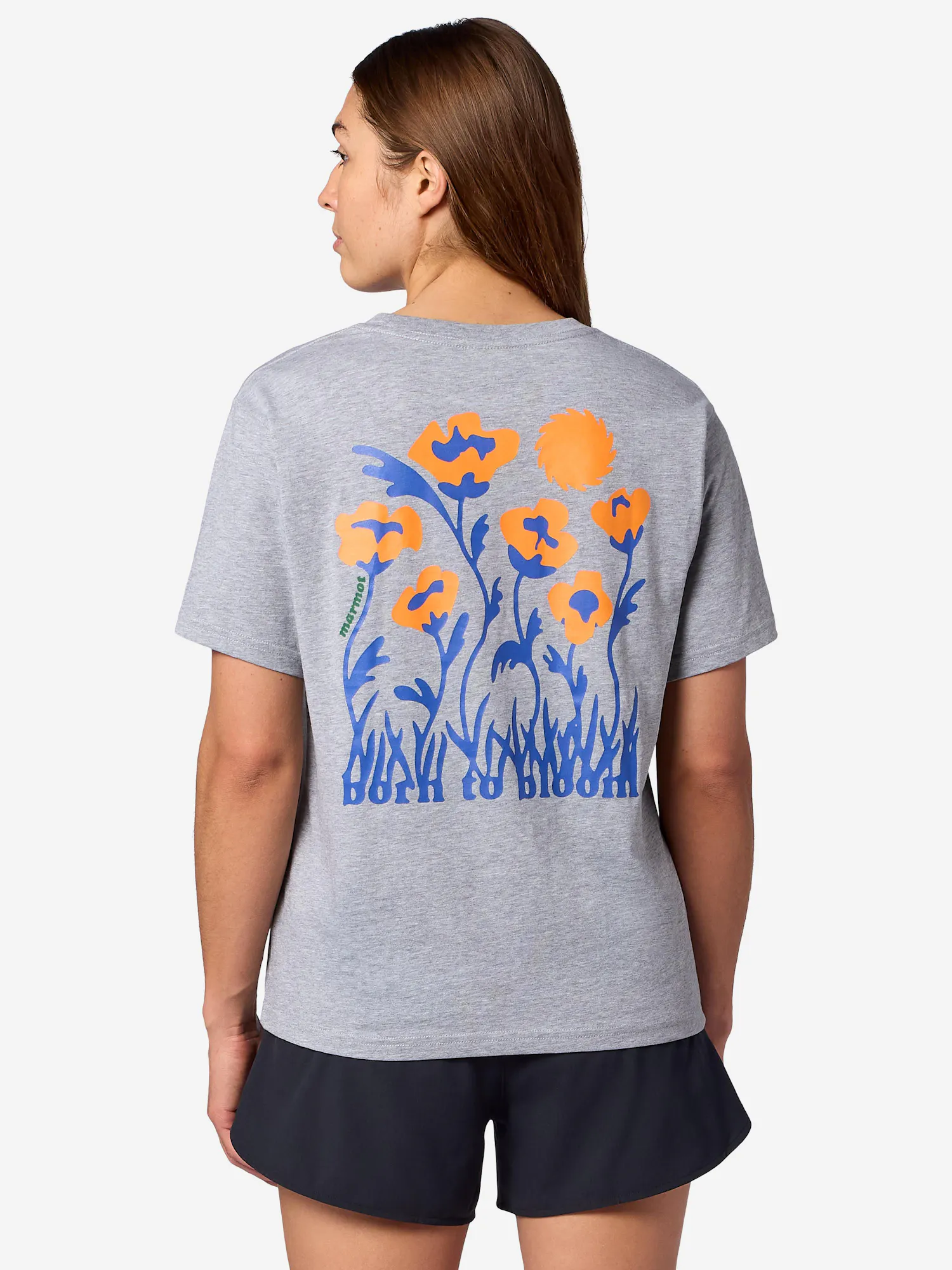 Marmot Women's Born to Bloom Short-Sleeve T-Shirt in Grey Heather | Recycled Cotton