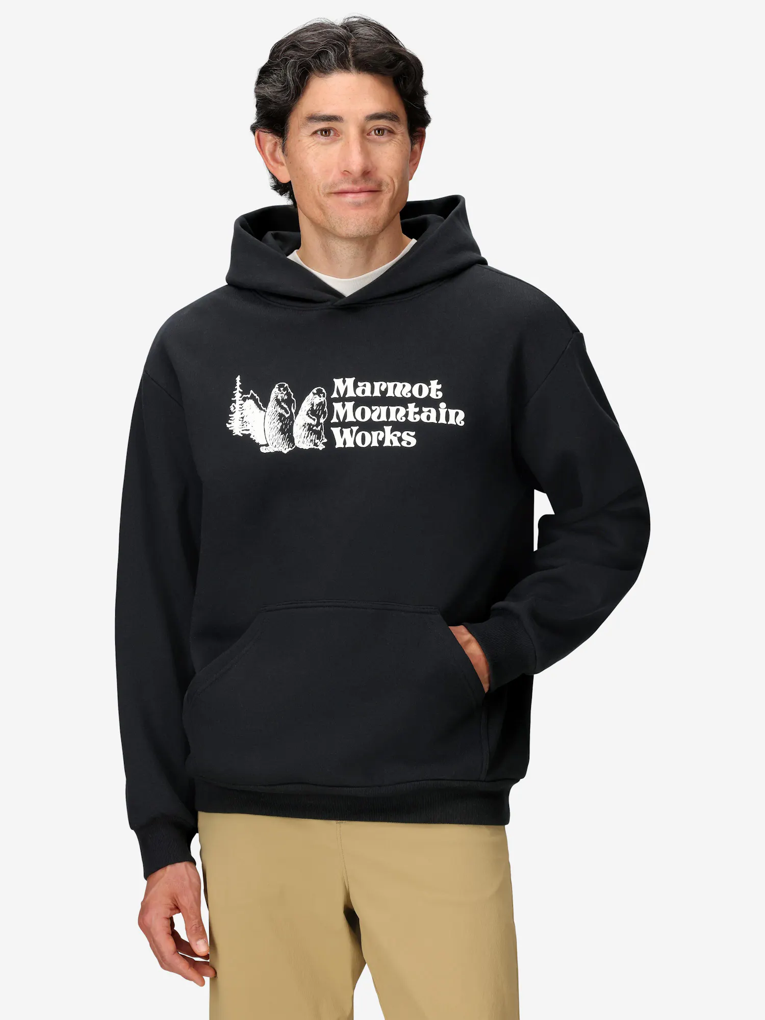 Marmot Men's Mountain Works Hoodie (Fall 2025) Shirt in Black | Cotton