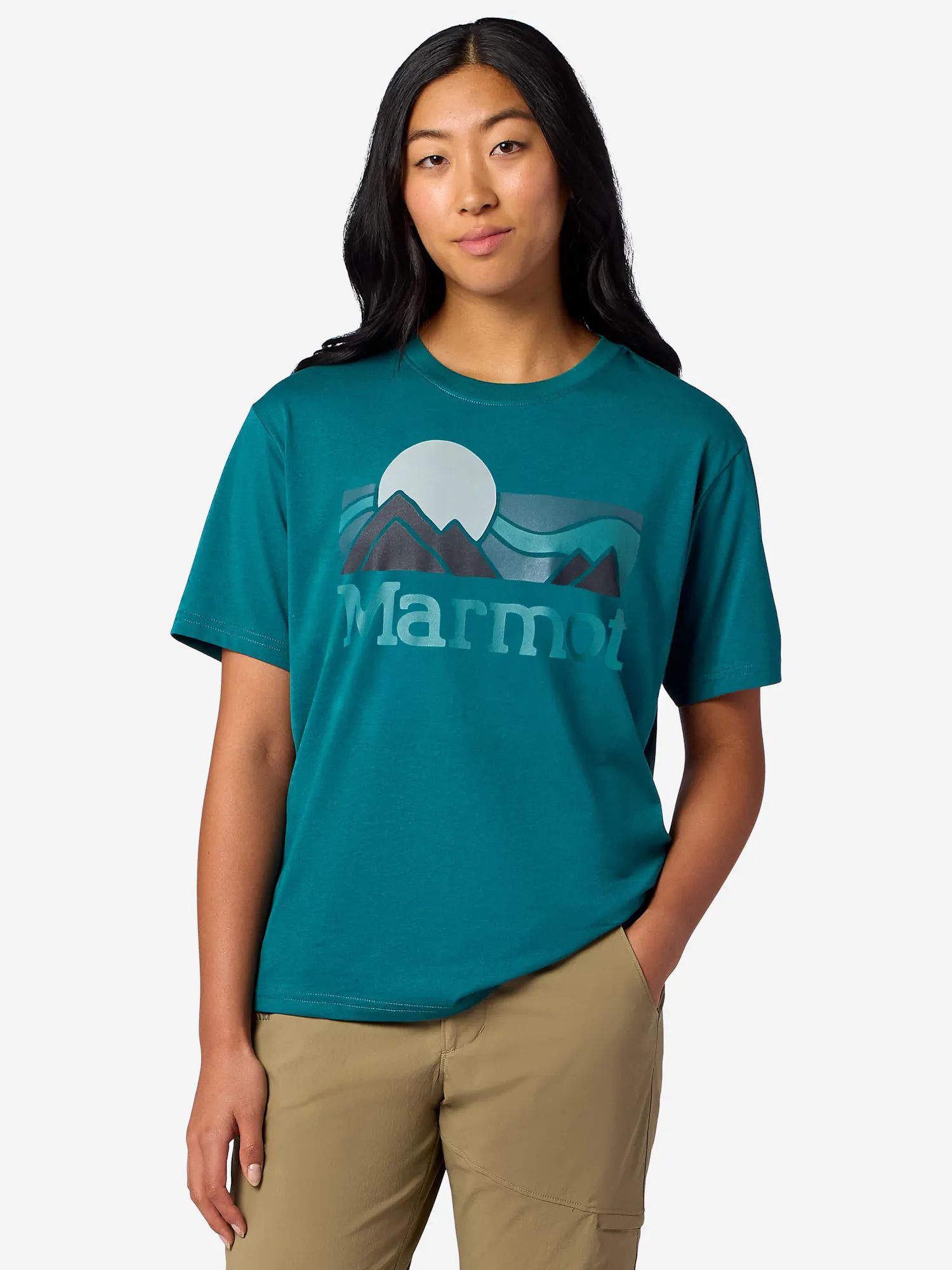 Marmot Women’s Coastal Short-Sleeve T-Shirt in Emerald Blue | Recycled Cotton