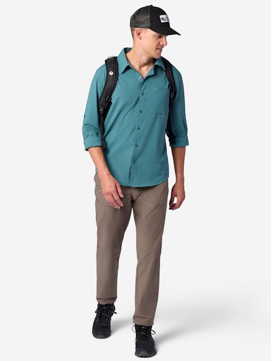 Men's AirExchange Perforated Long-Sleeve Collared Shirt