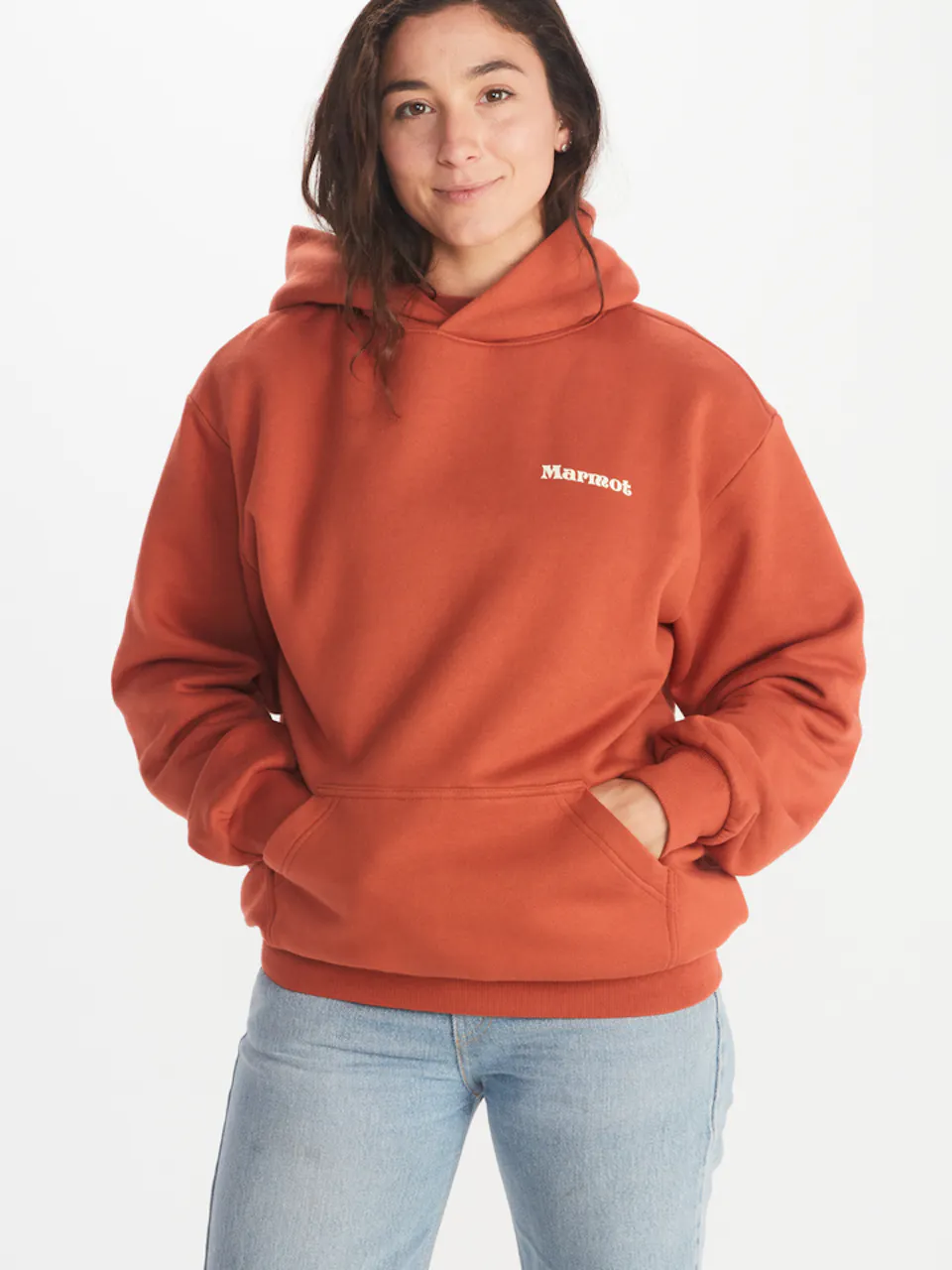 Woman wearing a hoodie