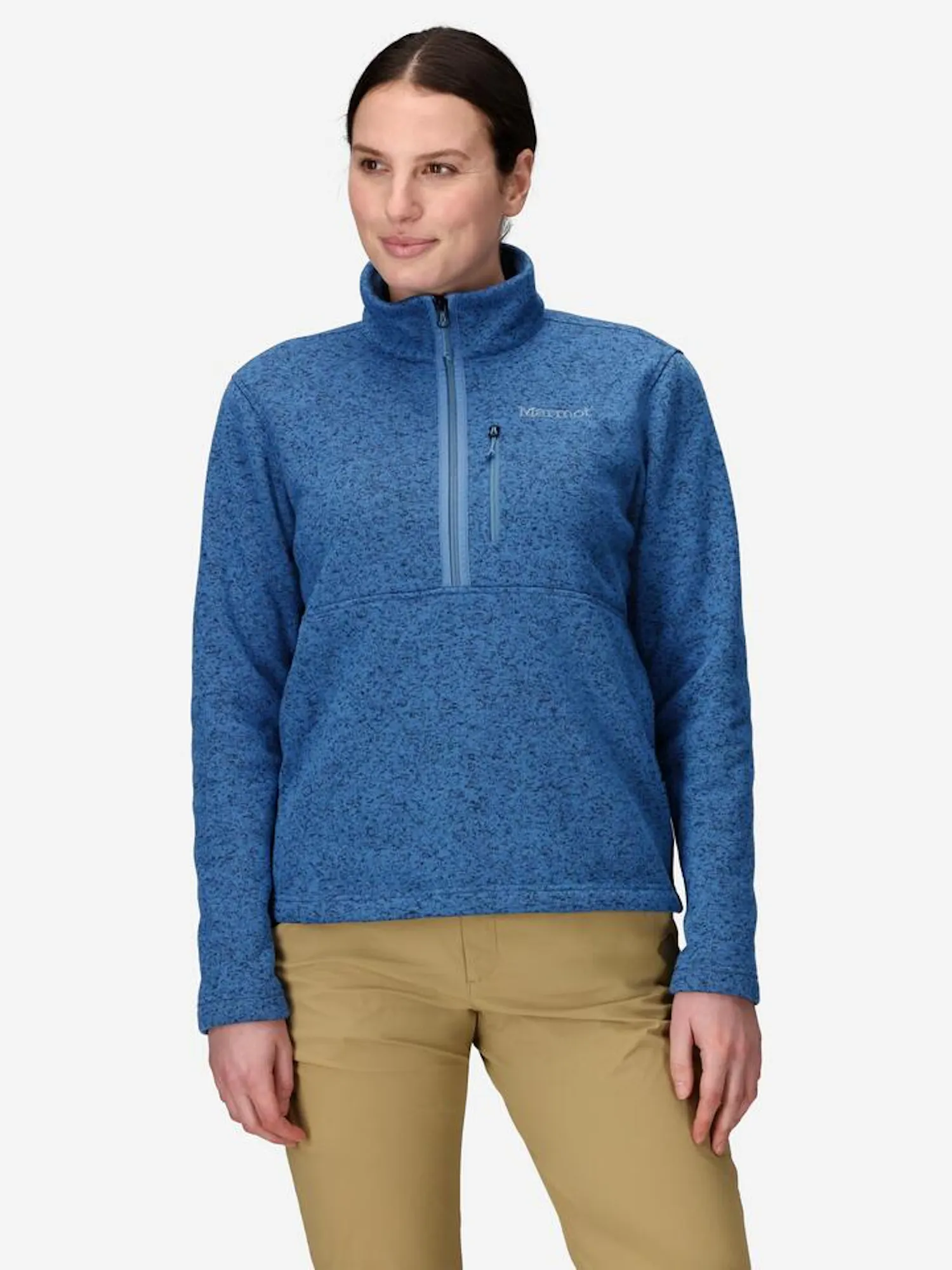 Marmot Women's Drop Line Sweater Fleece Half-Zip Jacket in Rain Cloud Heather