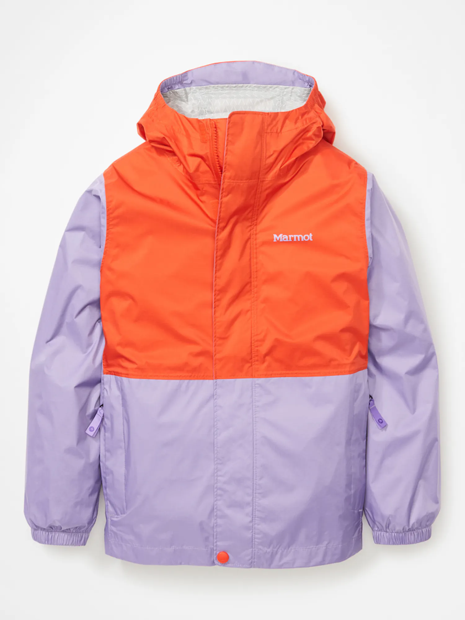 Marmot Kids' PreCip® Eco Jacket in Red Sun/Paisley Purple