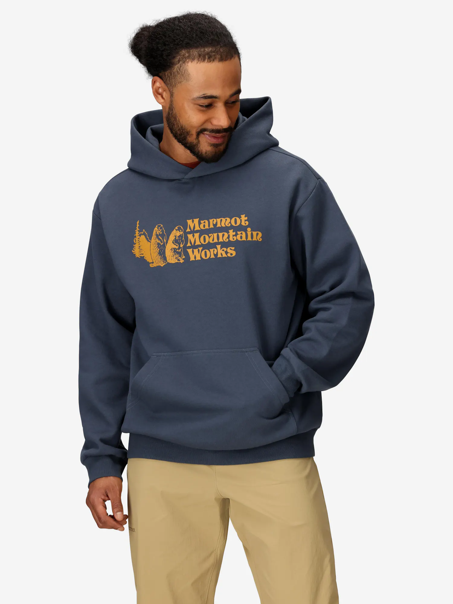 Marmot Men's Mountain Works Hoodie (Fall 2025) Shirt in Thunderhead | Cotton