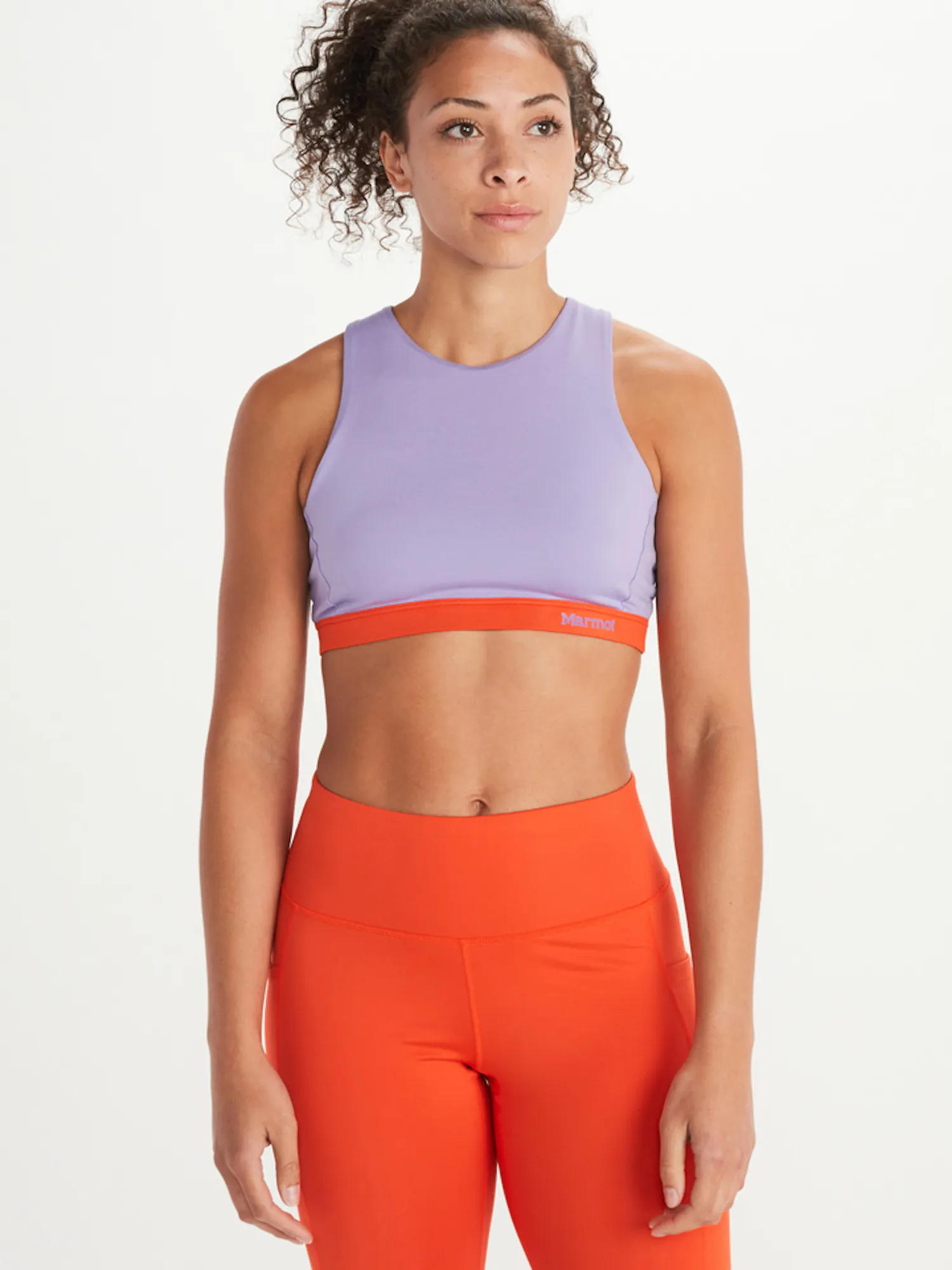 Marmot Women's Leda Sports Bra Shirt in Paisley Purple/Red Sun