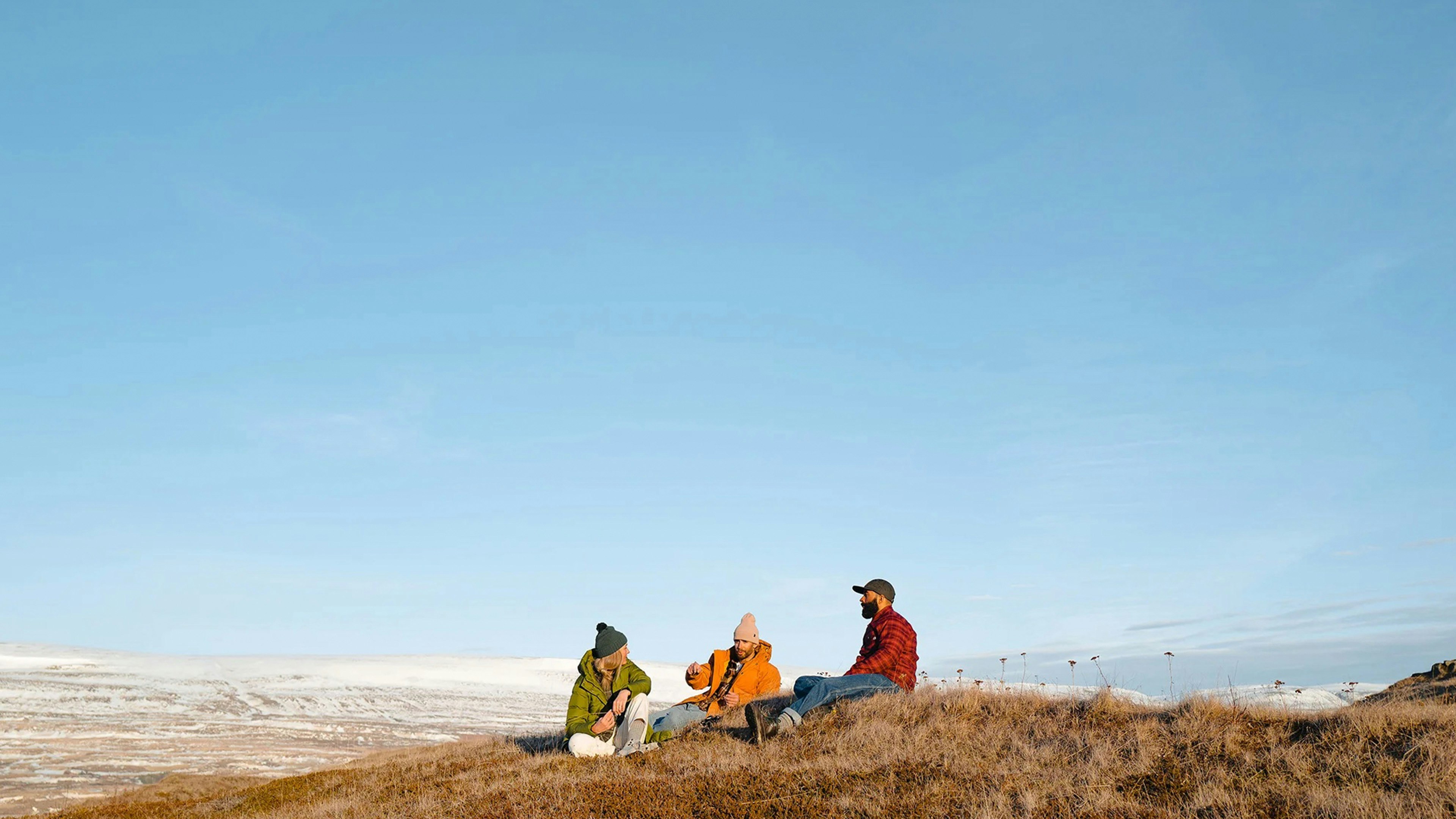friends outdoor wearing assorted outdoor apparel