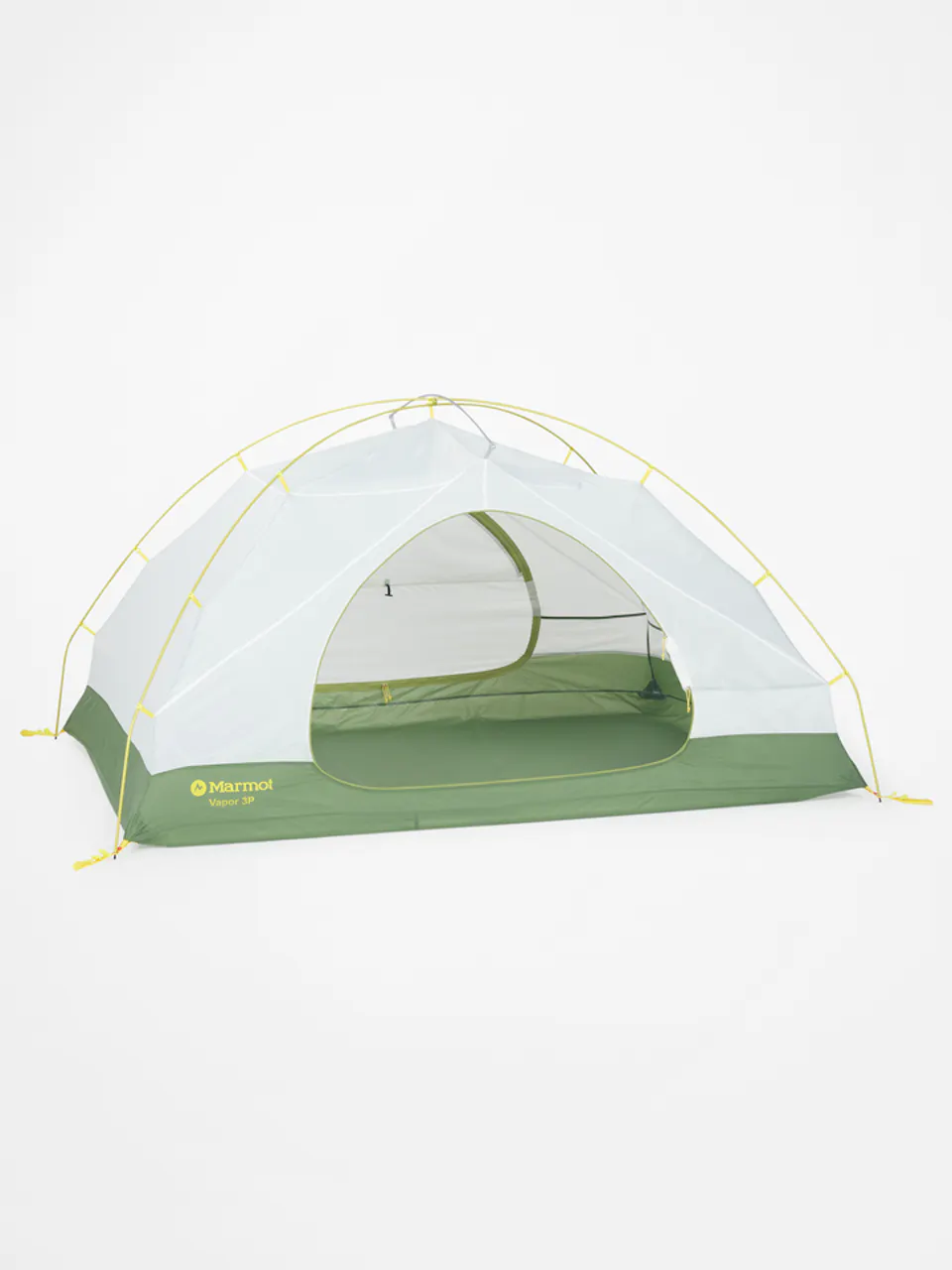white and green tent set up