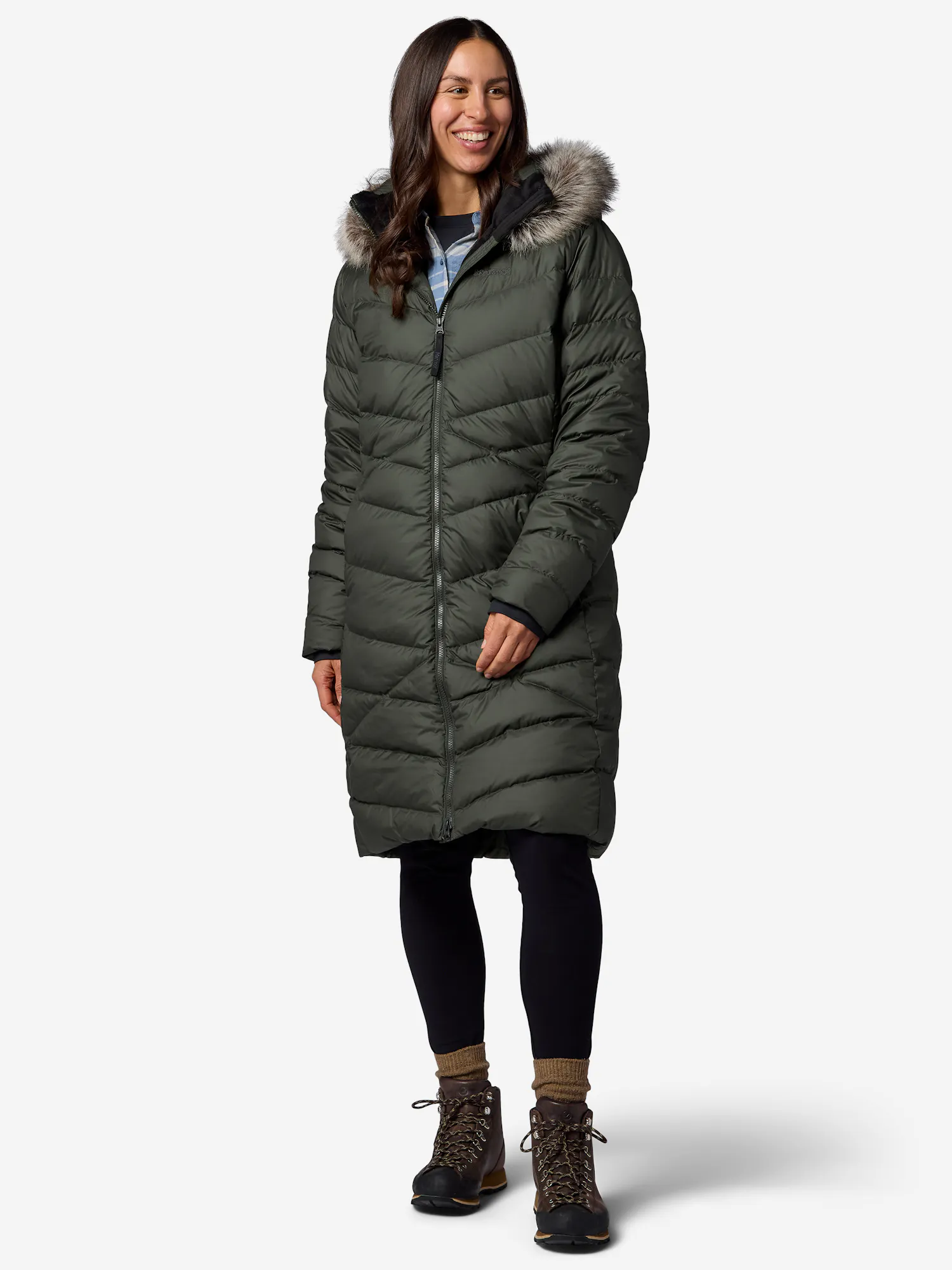 Marmot Women's Emberous Down Long Coat in Rosin Green