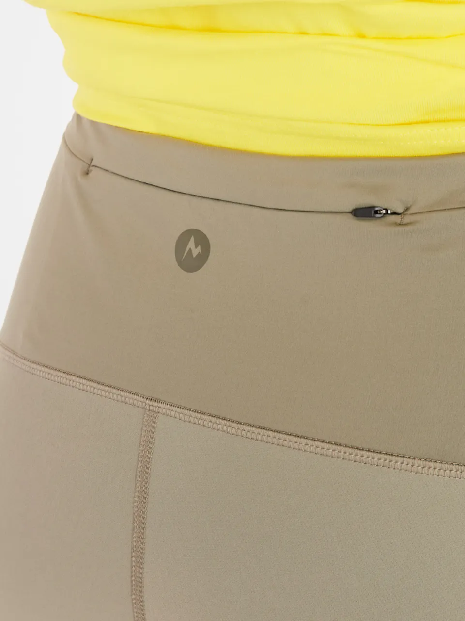 closeup of back zipper on thermal pants