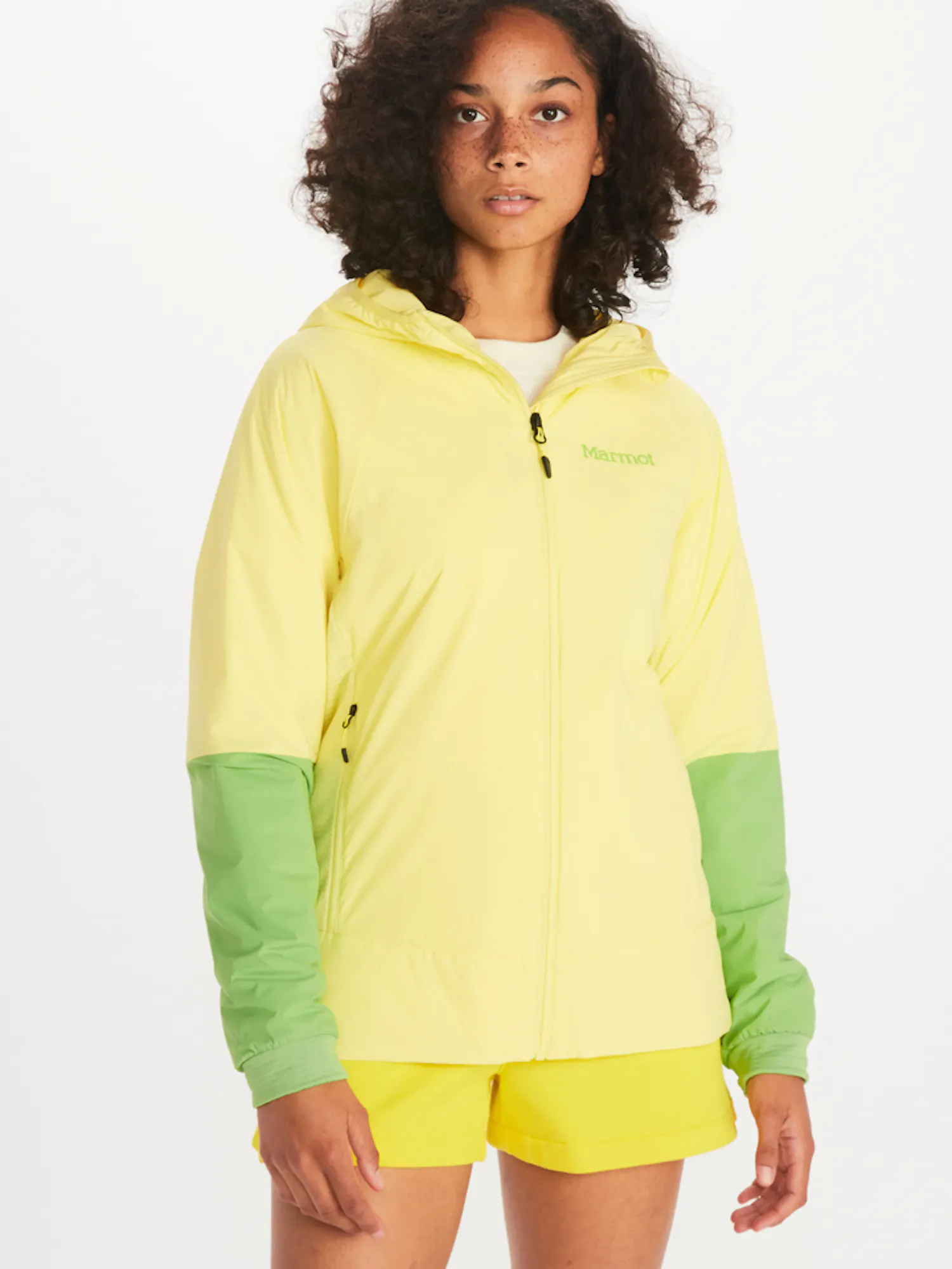 Marmot Women's Novus LT Hybrid Hoody in Light Yellow/Kiwi