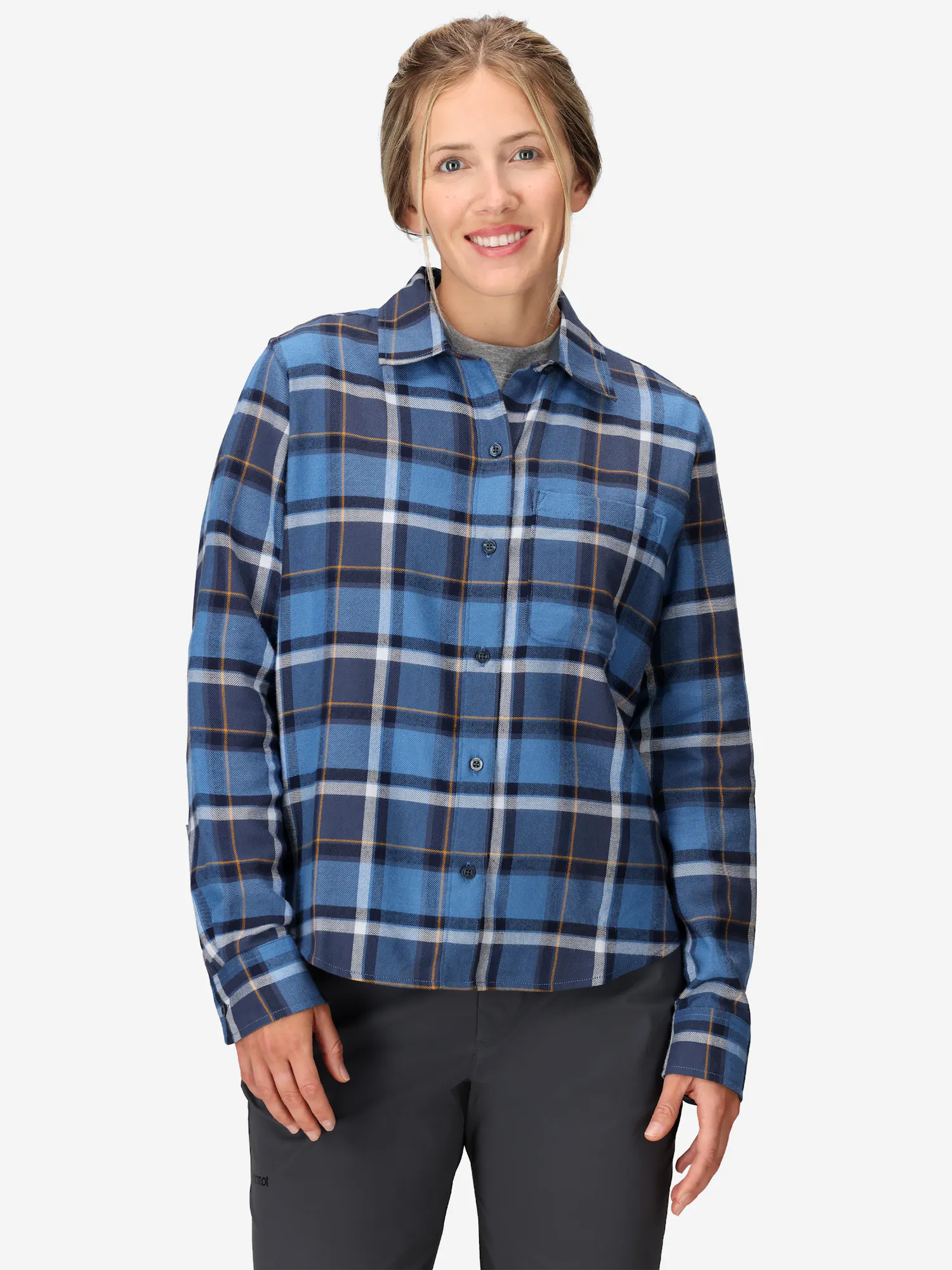 Marmot Women's Rush Creek Lightweight Flannel Long-Sleeve Shirt (Fall 2025) in Rain Cloud | Cotton