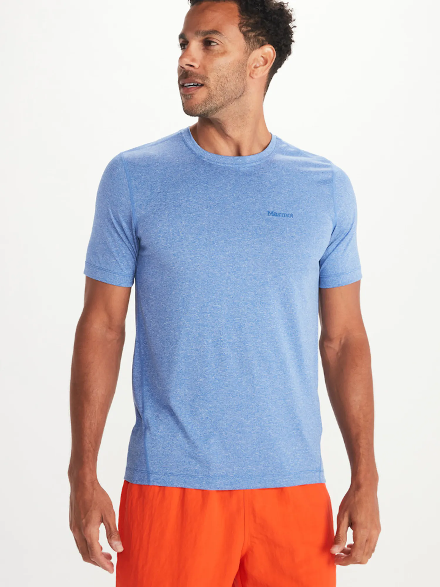 Marmot Men's Conveyor Short-Sleeve T-Shirt in Dark Azure Heather | Cotton