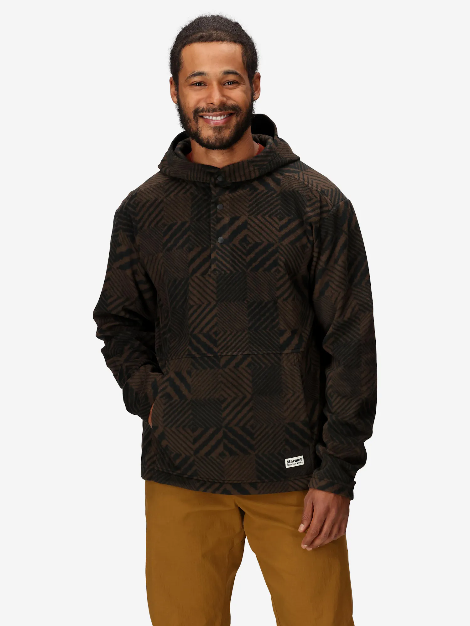 Marmot Men’s Felton Ultra Soft Fleece Pullover Hoody (Fall 2025) in Black Patchwork
