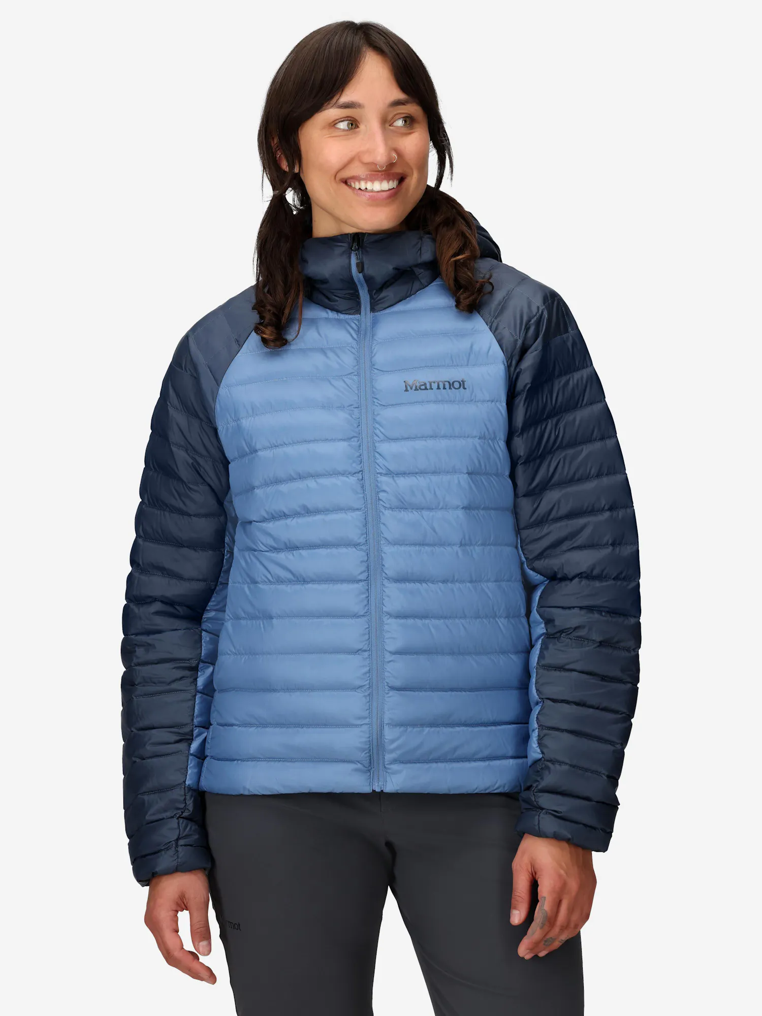 Marmot Women's Hype Down Hoody (Fall 2025) in Thunderhead/Rain Cloud