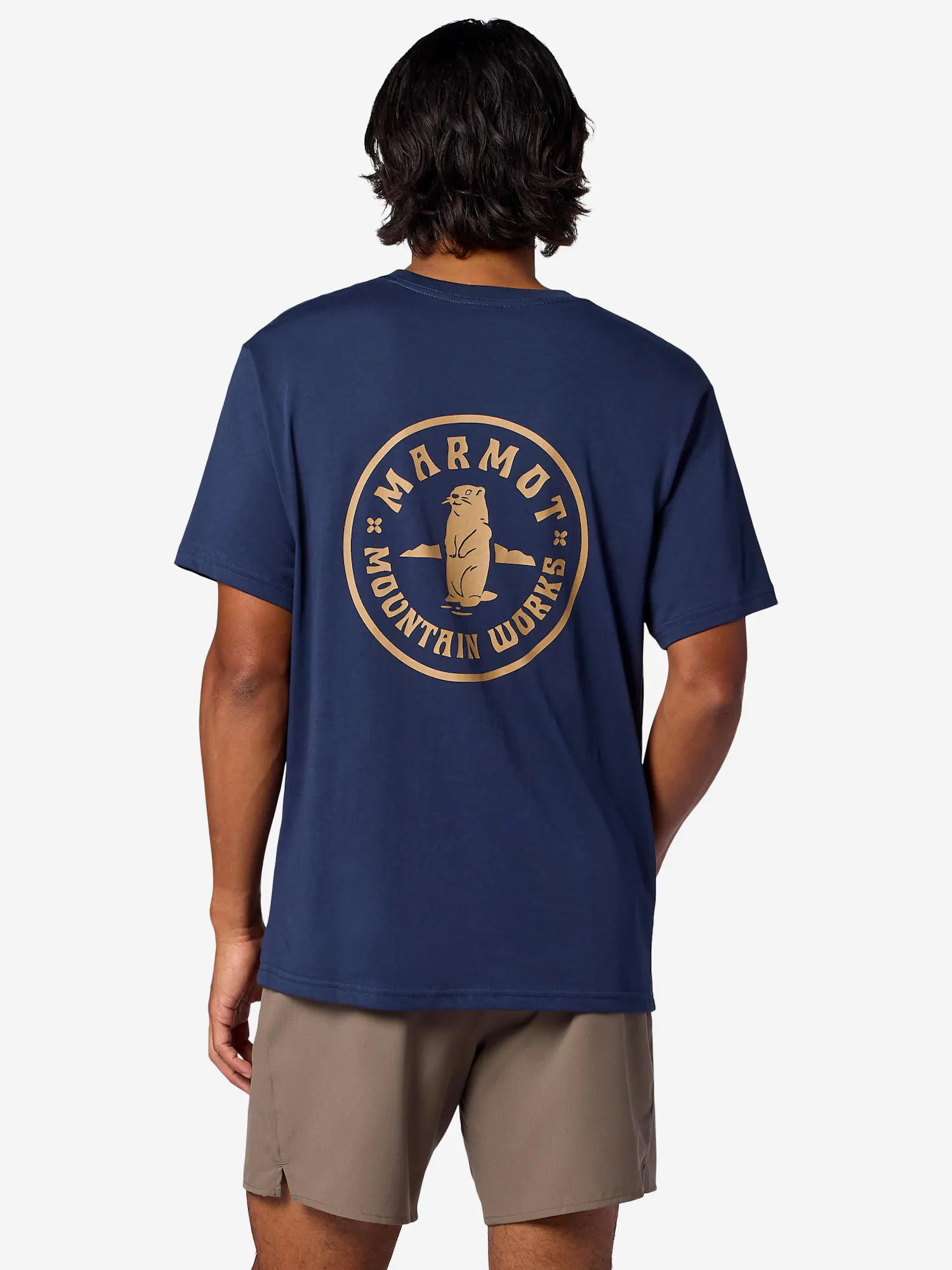 Marmot Men's Mountain Works Circle Critter Short-Sleeve T-Shirt in Nightfall Navy | Recycled Cotton