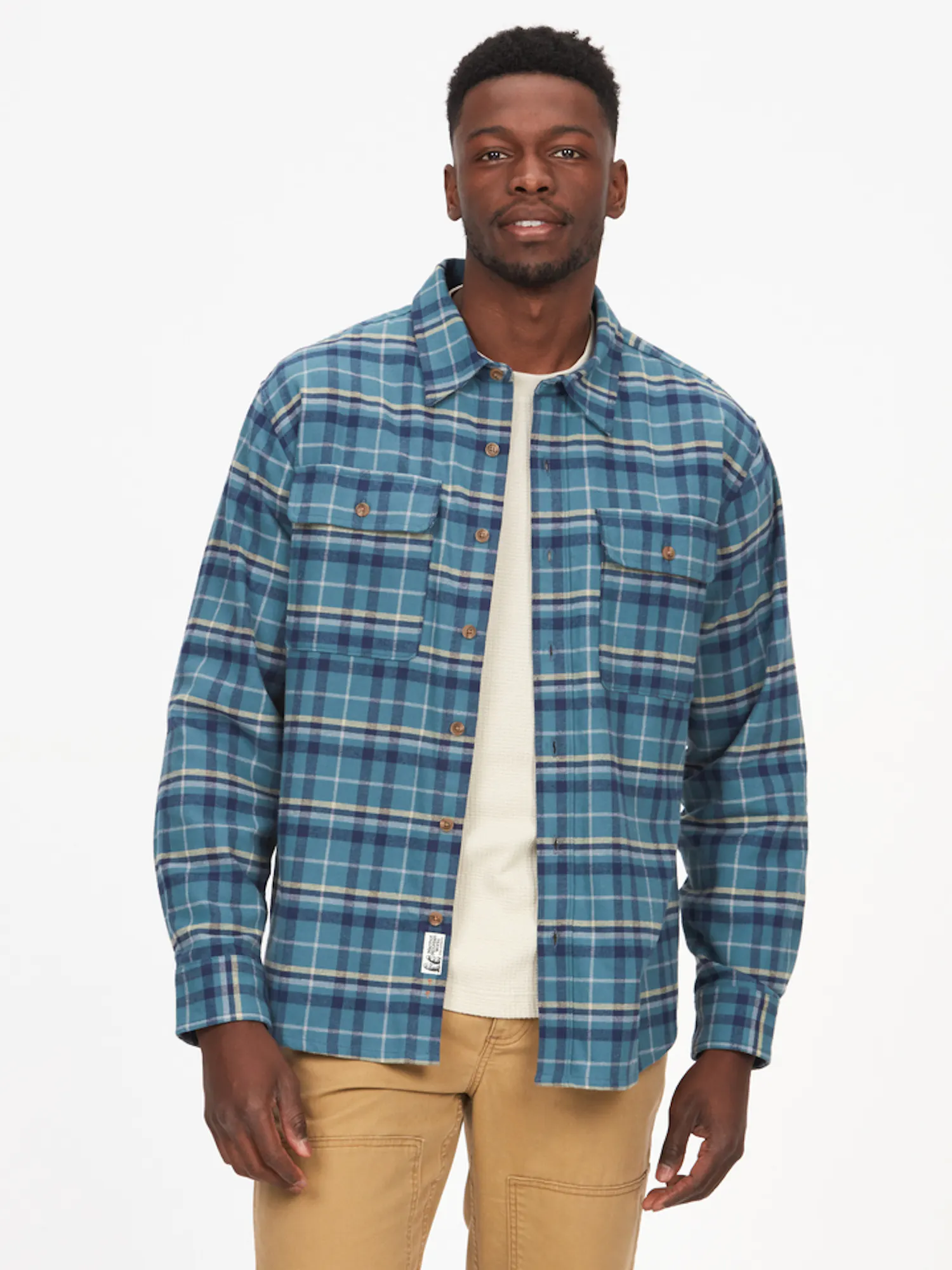 Marmot Men’s Doran Midweight Flannel Shirt (2024) in Moon River | Cotton
