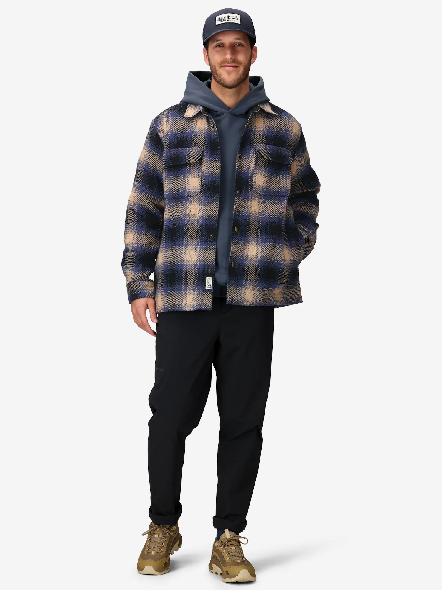 Marmot Men’s Open Weave Heavyweight Flannel Overshirt (Fall 2025) in Thunderhead | Cotton