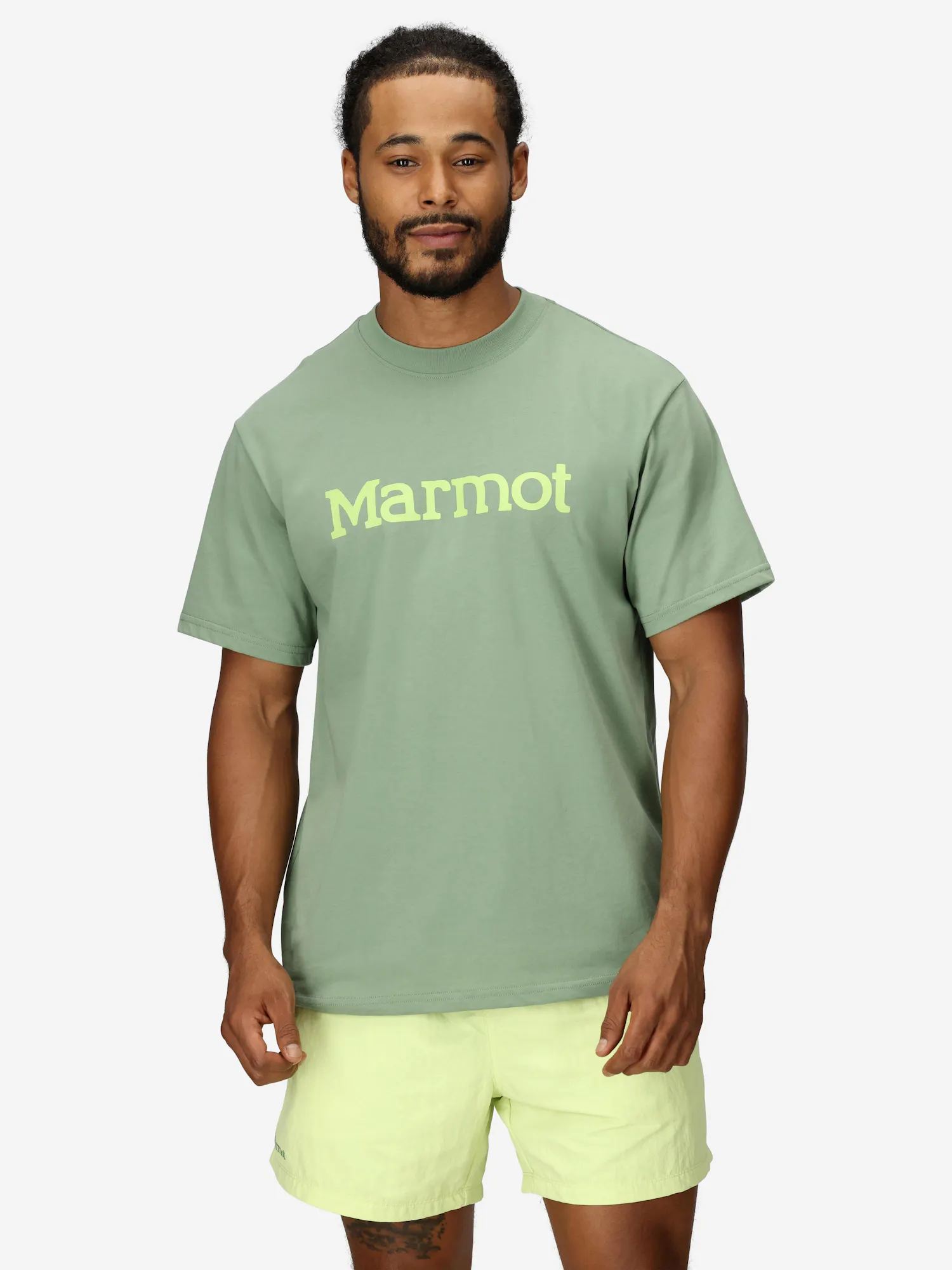 Marmot Men's Logo Short-Sleeve T-Shirt (Spring 2025) in Agate Green | Cotton