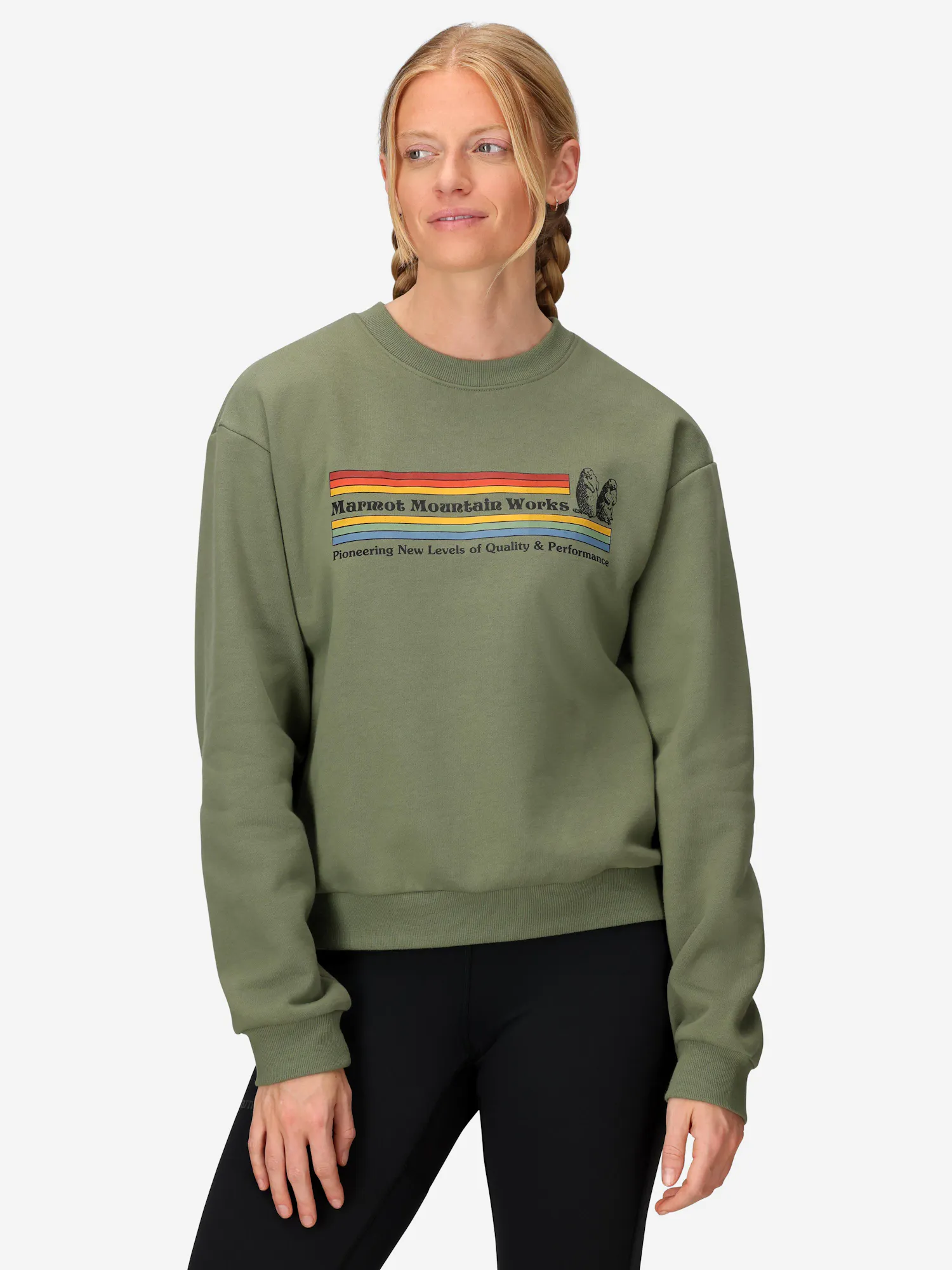Marmot Women’s 1983 Crew Sweatshirt (Fall 2025) in Olive Grove | Cotton