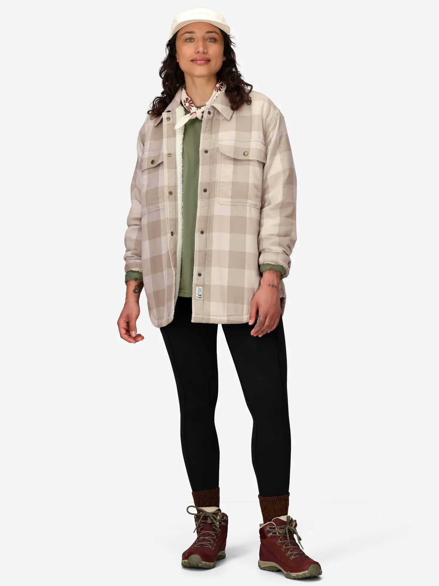 Marmot Women's Ridgefield Sherpa-Lined Flannel Shirt Jacket (Fall 2025) in Birch Bark | Cotton