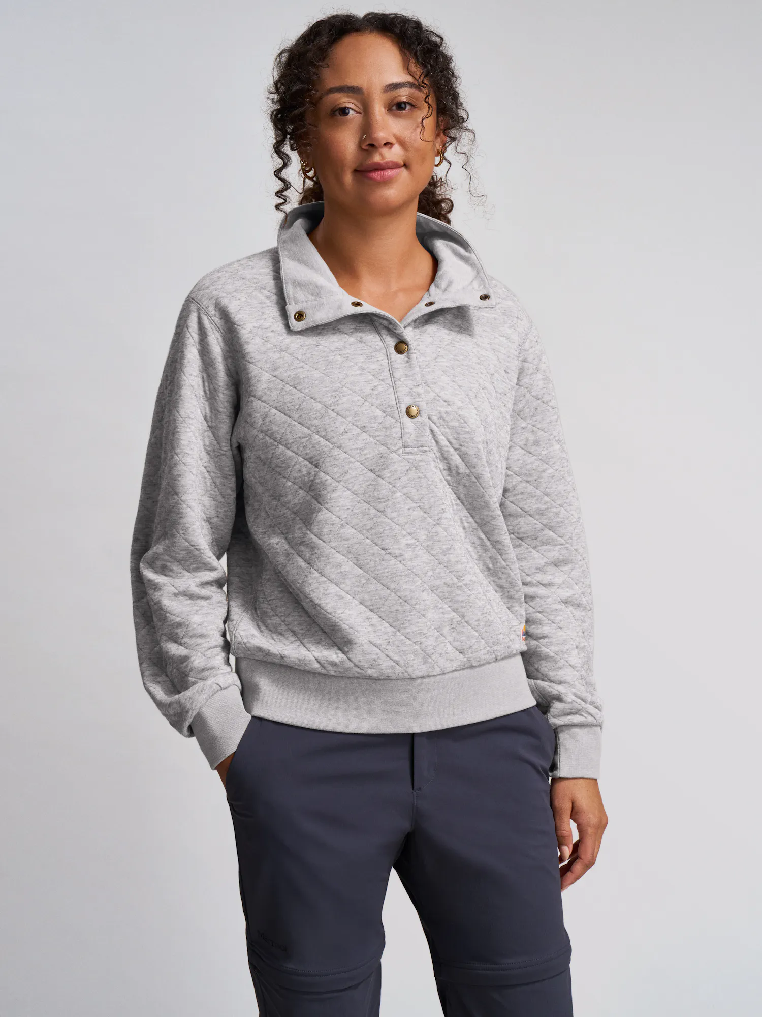 Marmot Women's Galen Quarter Snap Pullover (Spring 2025) in Light Grey Heather