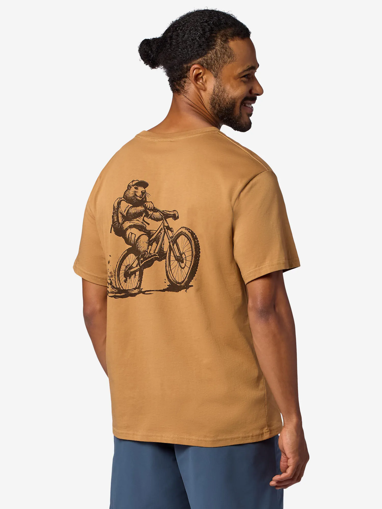 Marmot Men's Mountain Bike Marty Short-Sleeve T-Shirt in Dromedary | Recycled Cotton