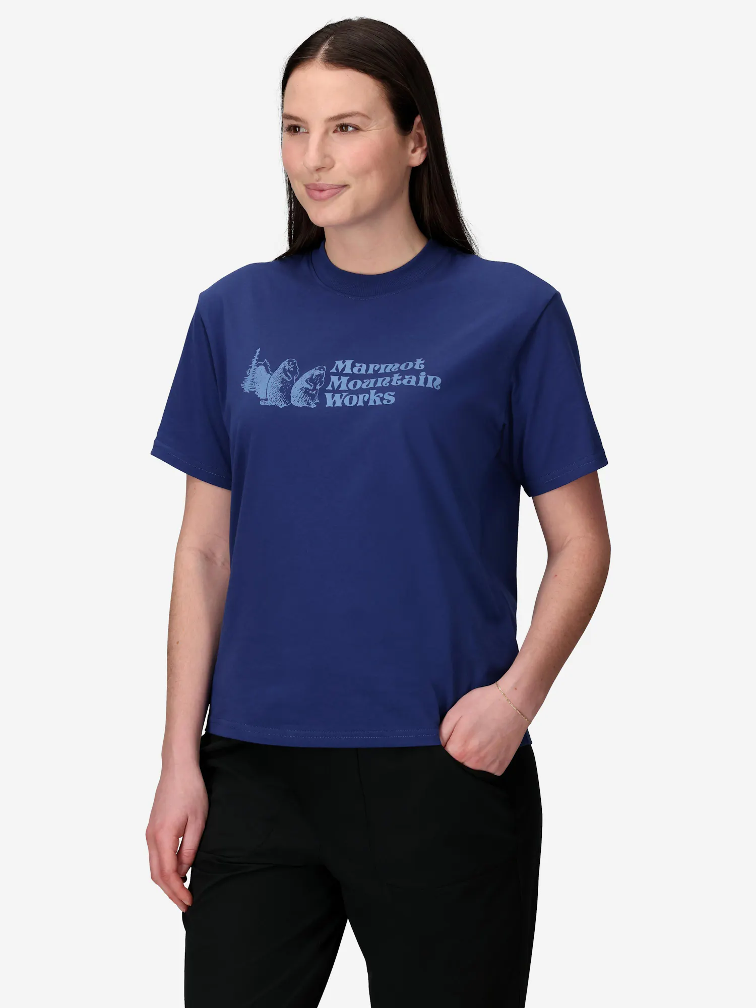 Marmot Women's Mountain Works T-Shirt (Fall 2025) Jacket in Twilight Blue | Cotton
