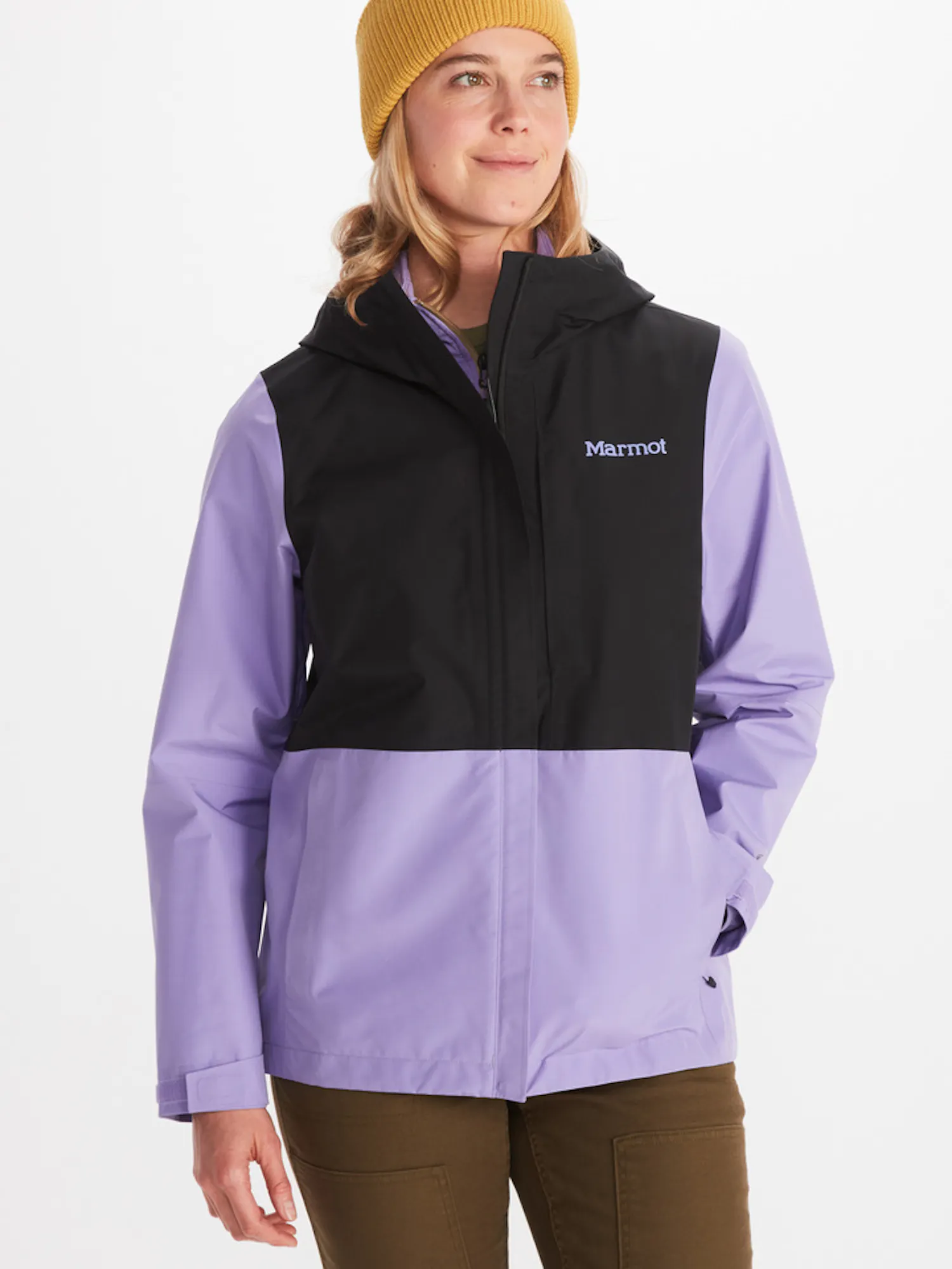 Marmot Women's GORE-TEX® Minimalist Jacket in Black/paisley purple