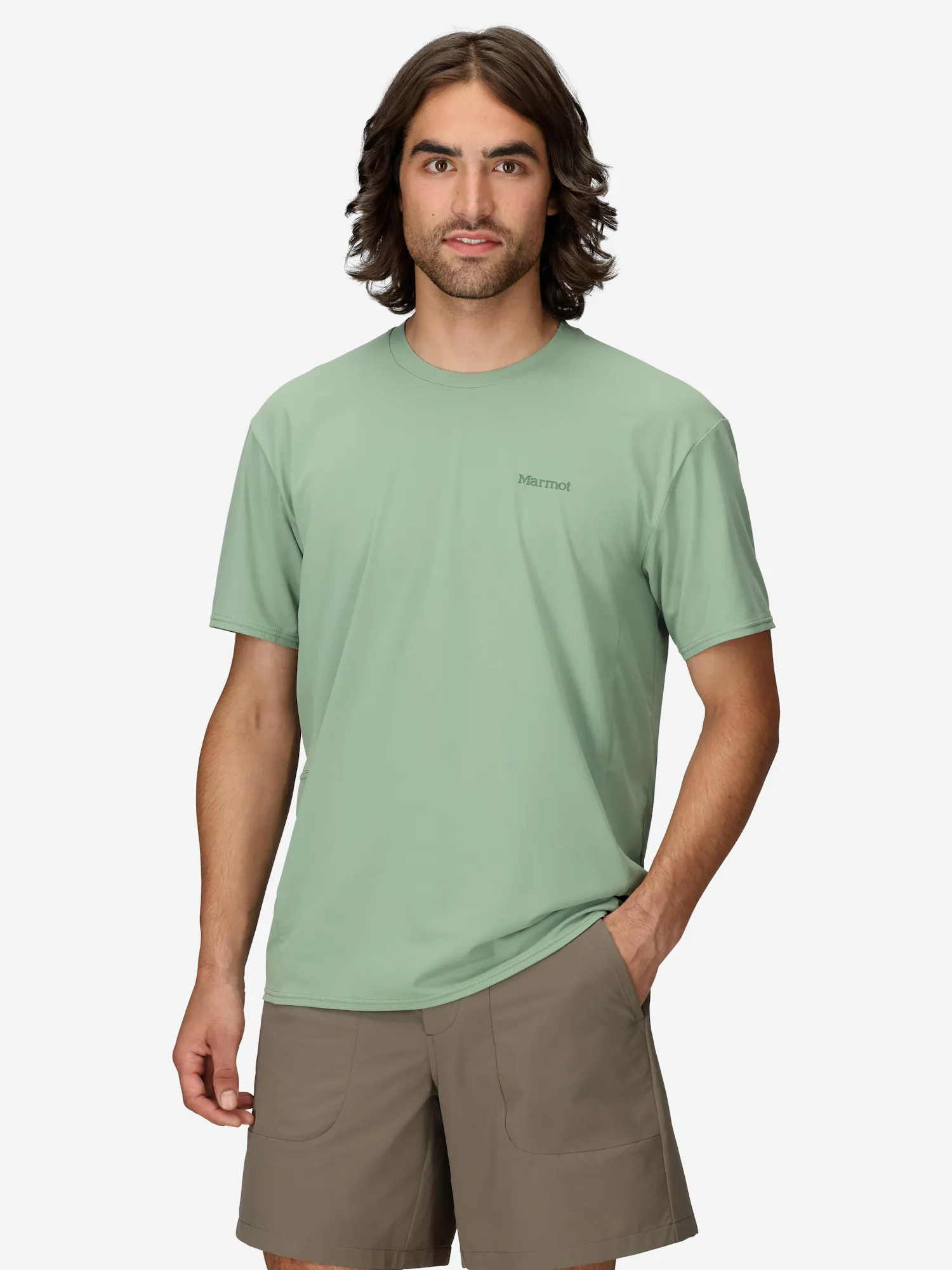 Marmot Men's AirExchange UPF 50 Short-Sleeve Crew Shirt in Agate Green