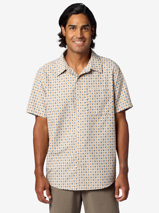 Men's AirExchange UPF 40 Novelty Short-Sleeve Collared Shirt