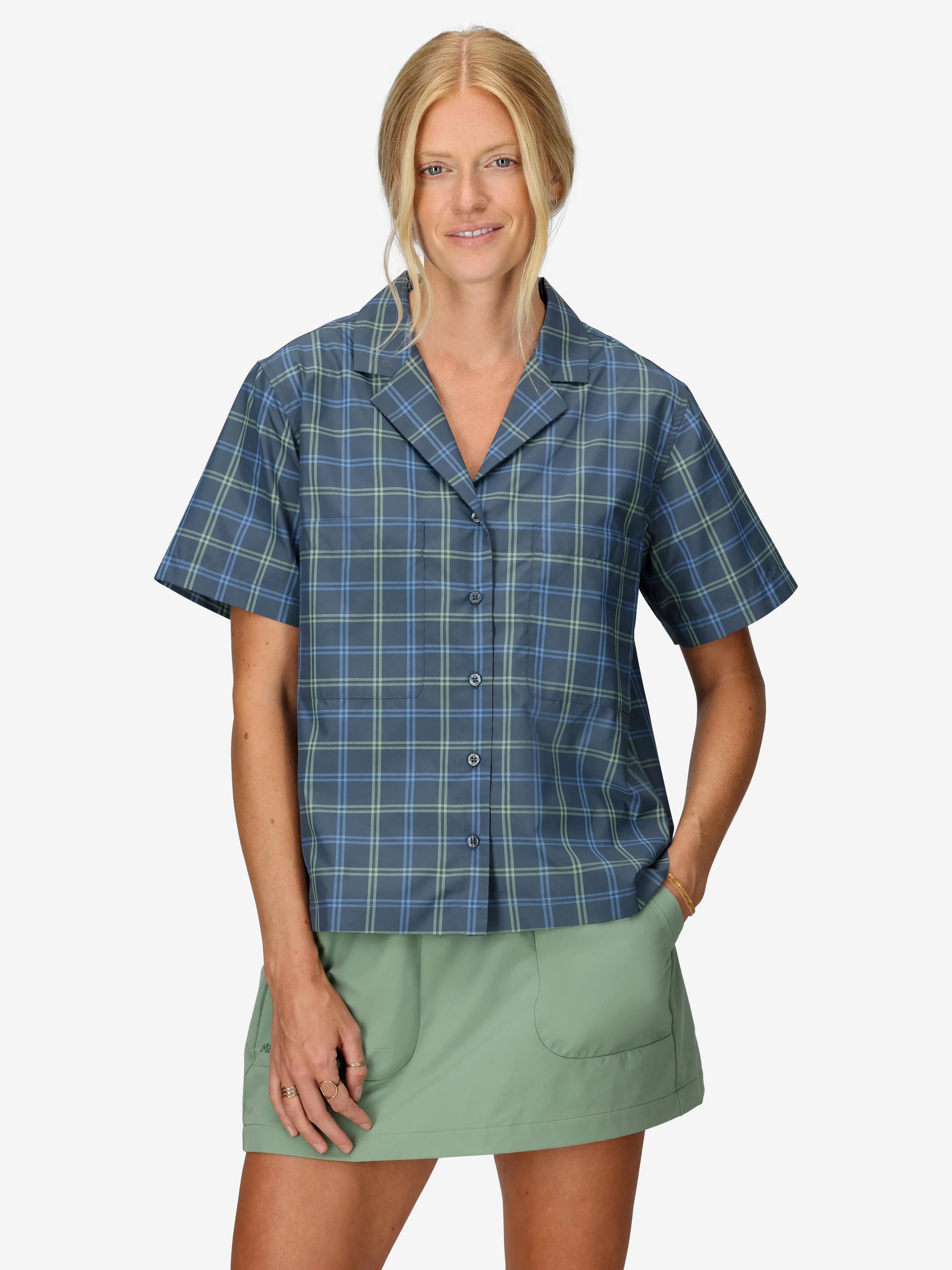 Women's AirExchange UPF 40 Novelty Short-Sleeve Camp Collared Shirt