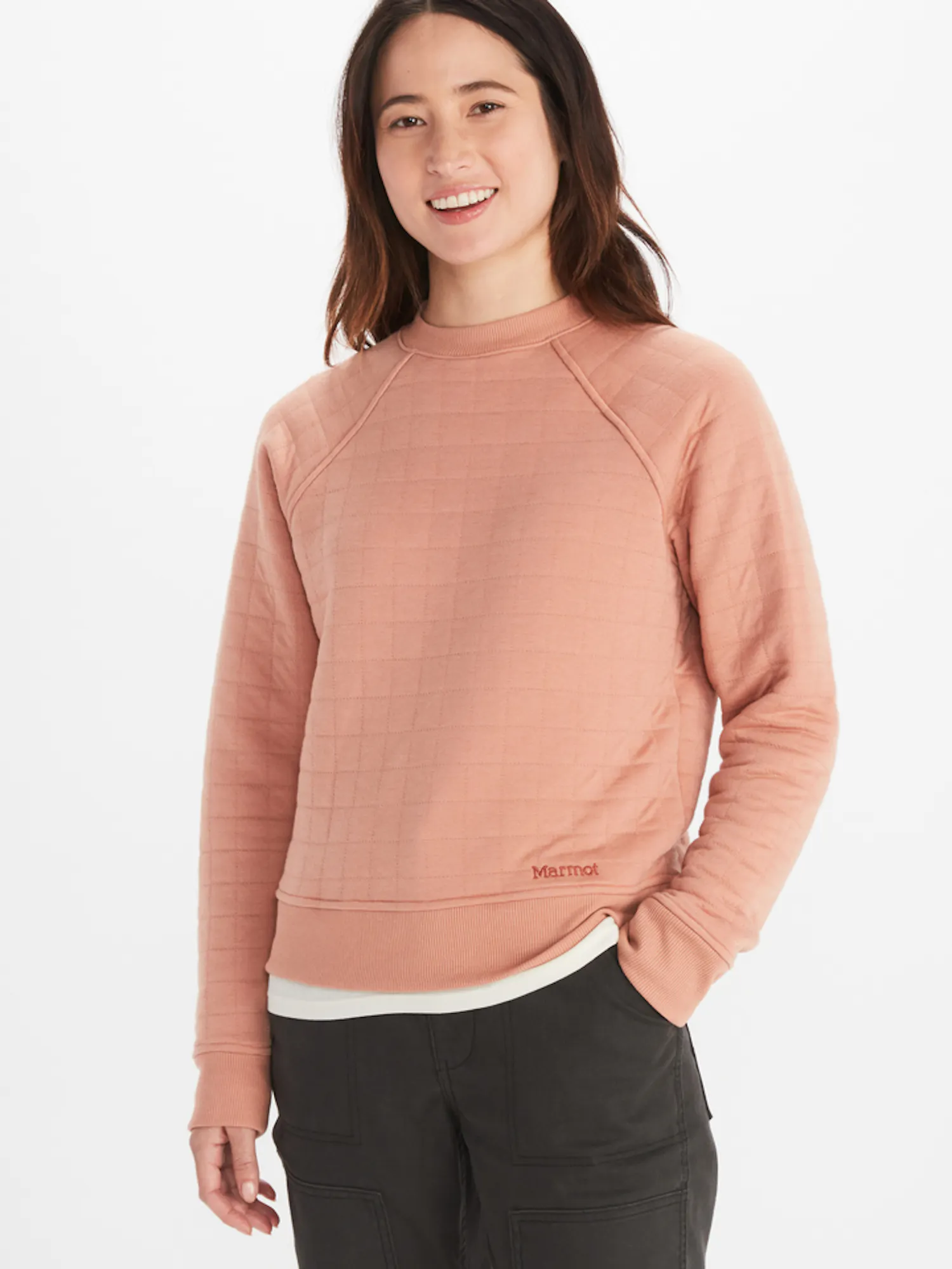 Marmot Women's Roice Crew Neck Pullover in Rose Gold