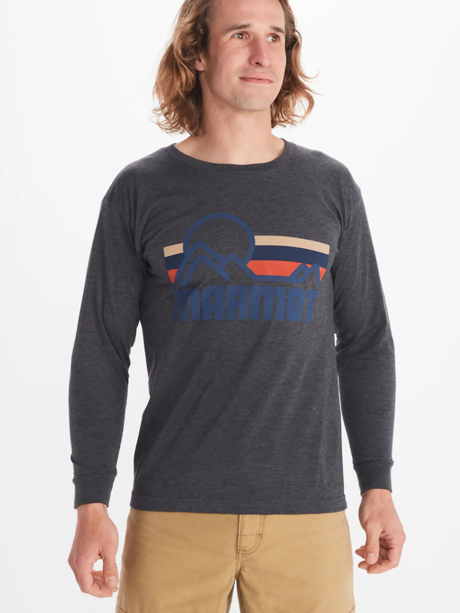 Marmot Men's Long-Sleeve Coastal T-Shirt in Charcoal Heather | Cotton