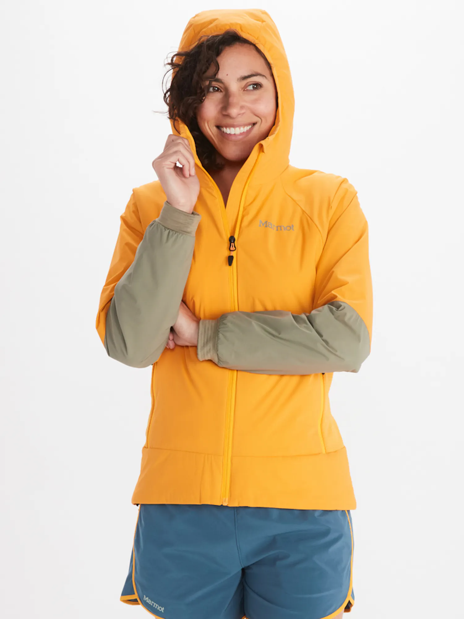 Marmot Women's Novus LT Hybrid Hoody in Golden Sun/Vetiver