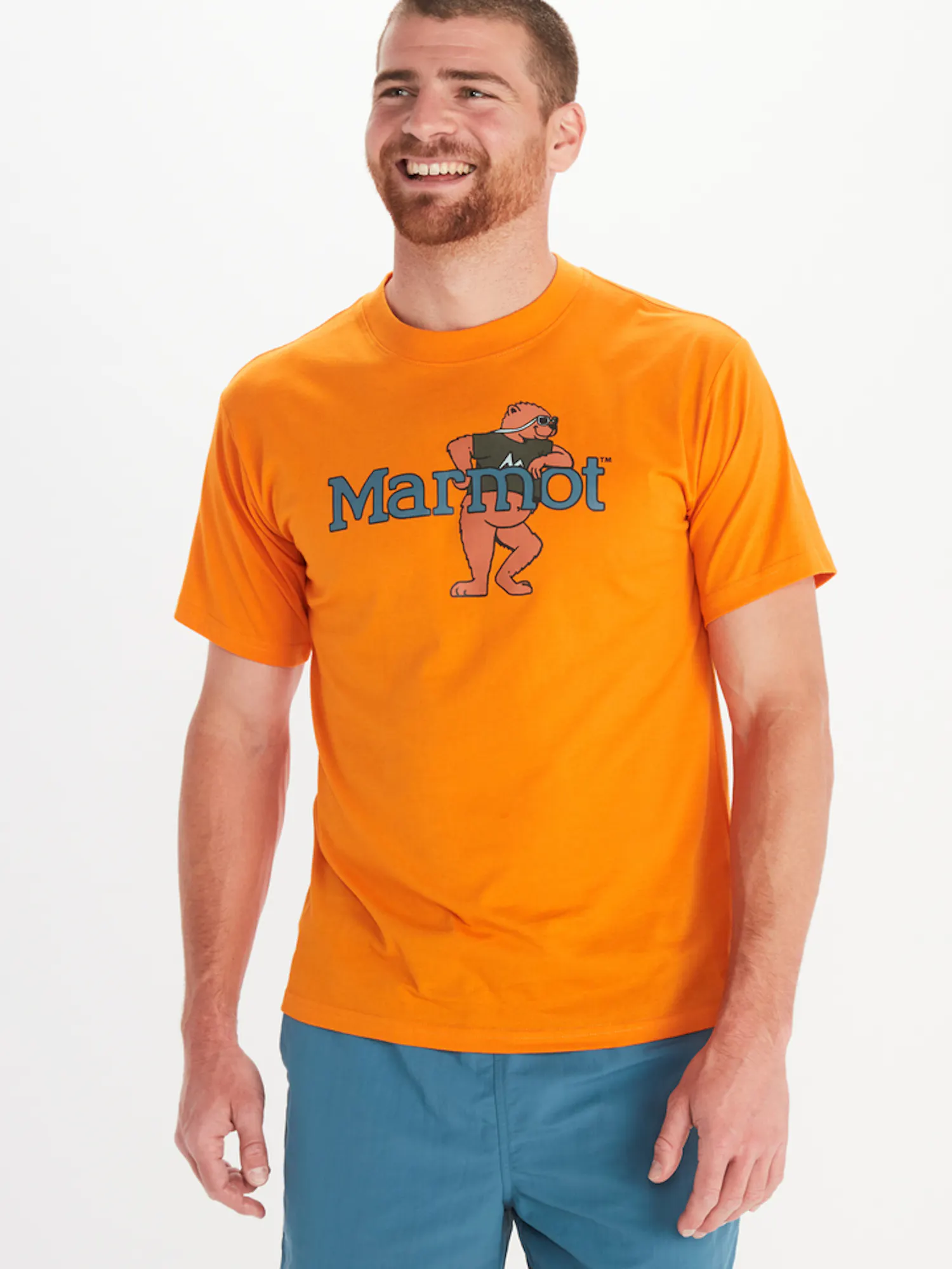 Marmot Men's Leaning Marty Short-Sleeve T-Shirt in Orange Pepper | Cotton