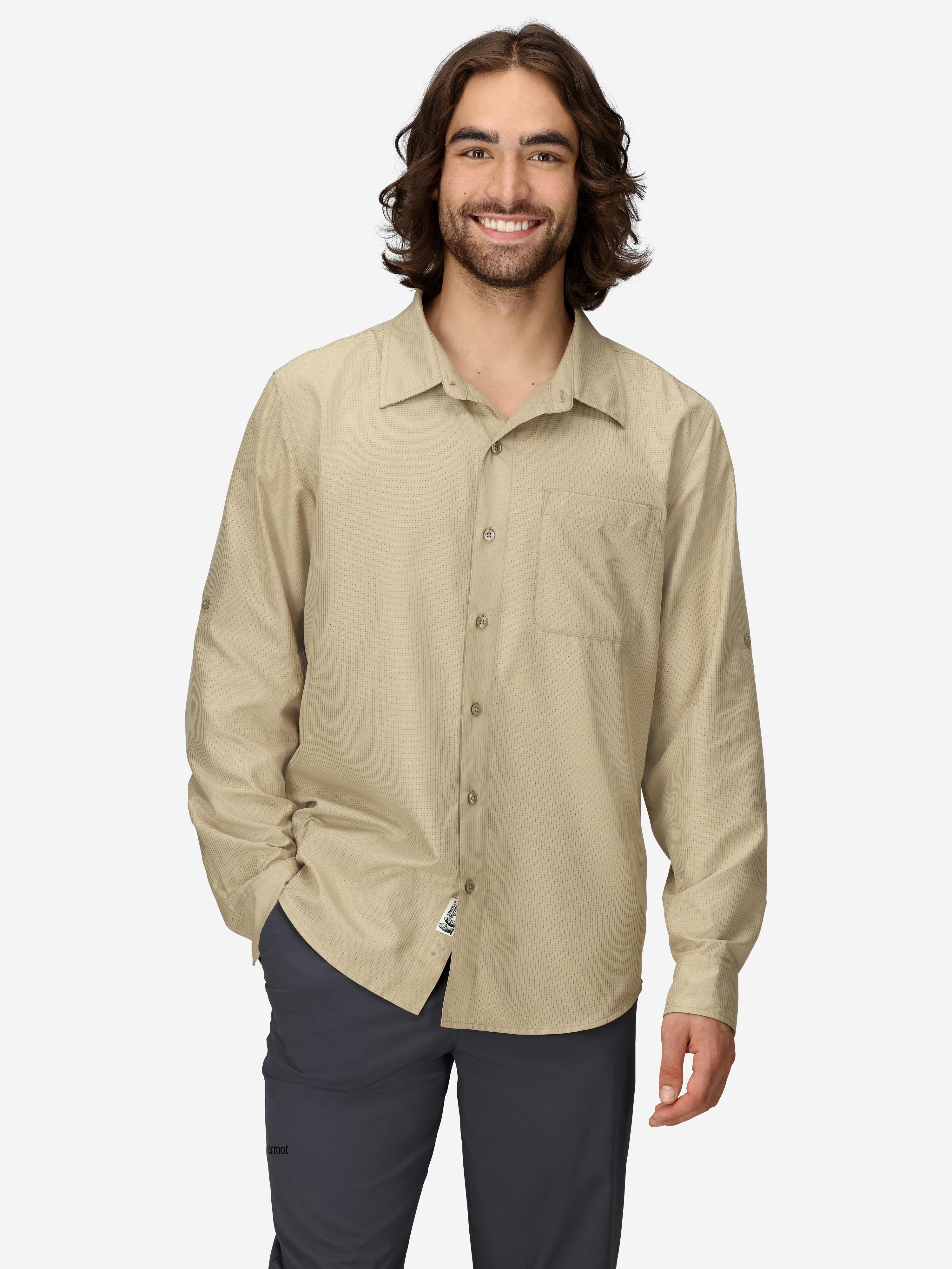 Marmot Mens AirExchange Perforated Long-Sleeve Shirt Spring 2025 in Chinchilla 38$
