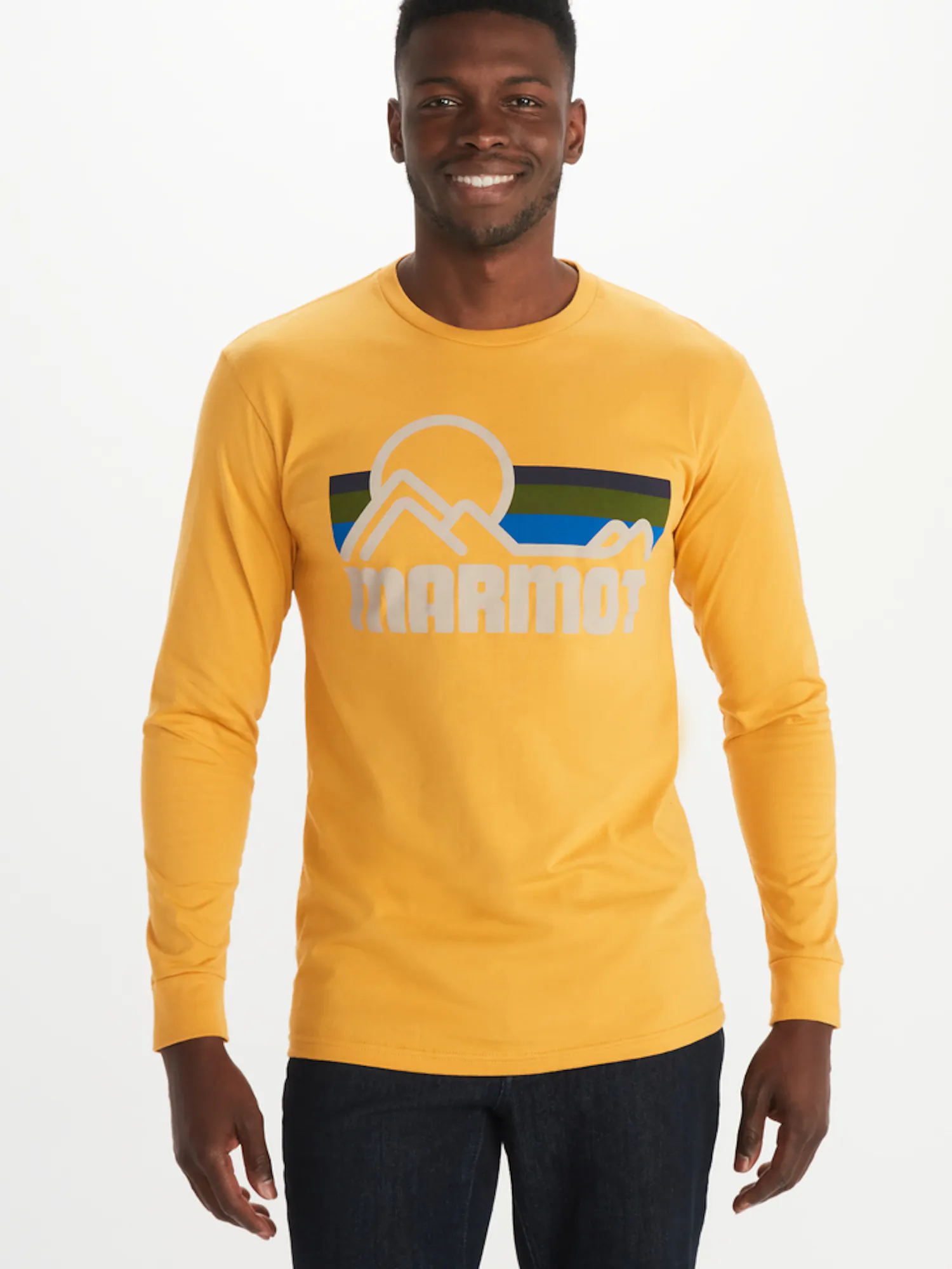 Marmot Men's Long-Sleeve Coastal T-Shirt in Yellow Gold | Cotton