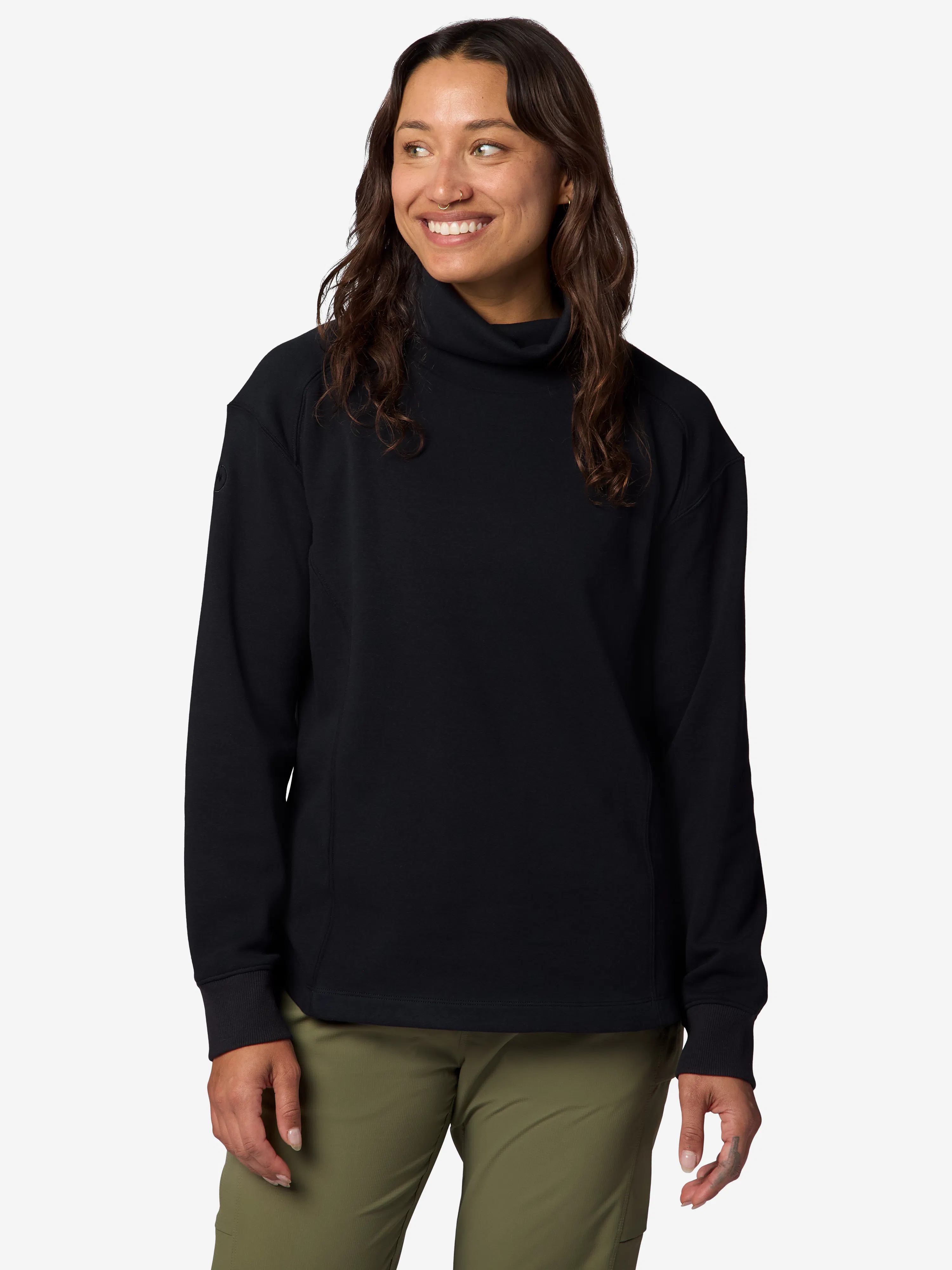 Women's Long-Sleeve Hideaway Plush Funnel Neck