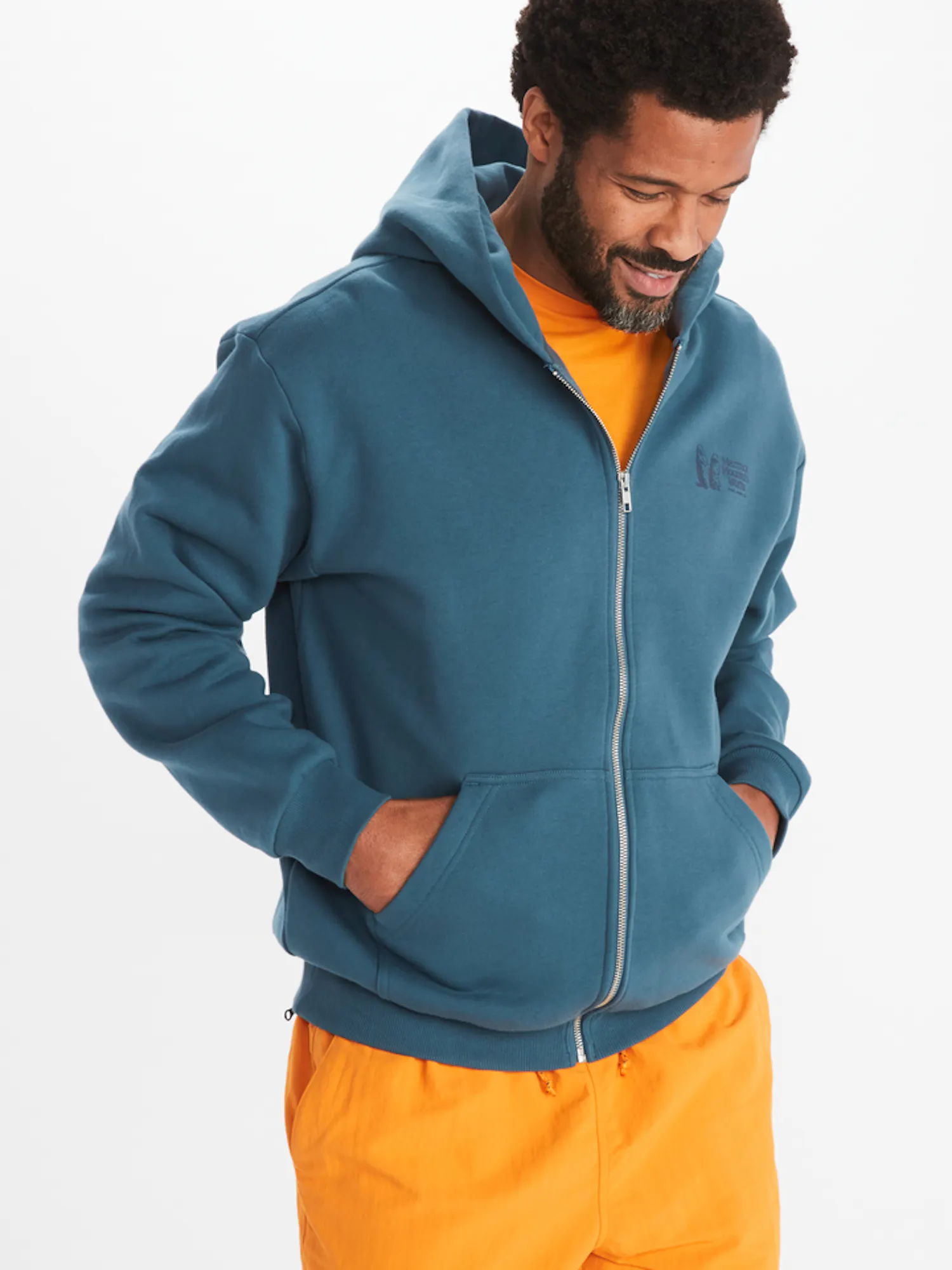 Marmot Men's Mountain Works Heavyweight Full-Zip Hoody in Dusty Teal | Cotton